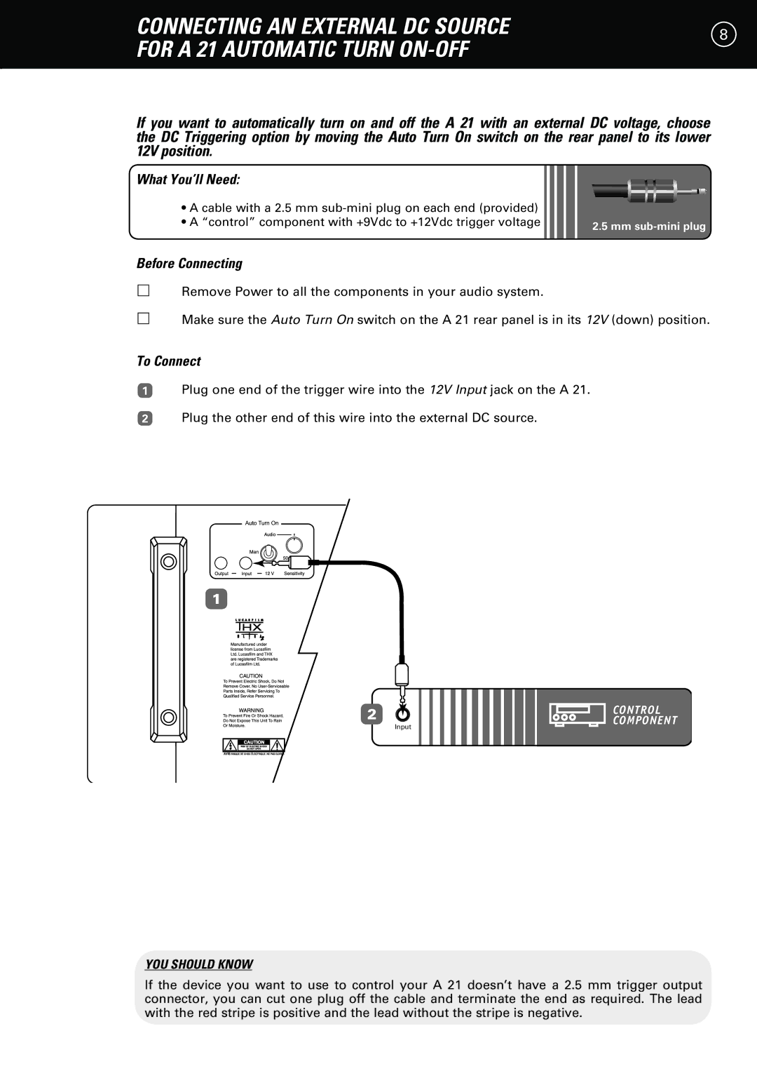 Parasound A 21 manual Mm sub-mini plug 