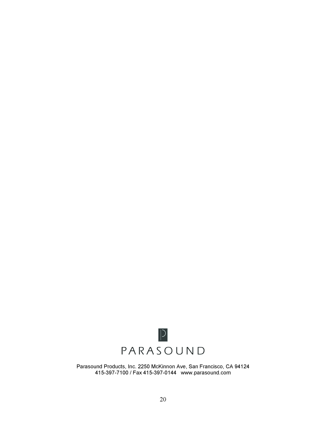 Parasound A 31 manual 