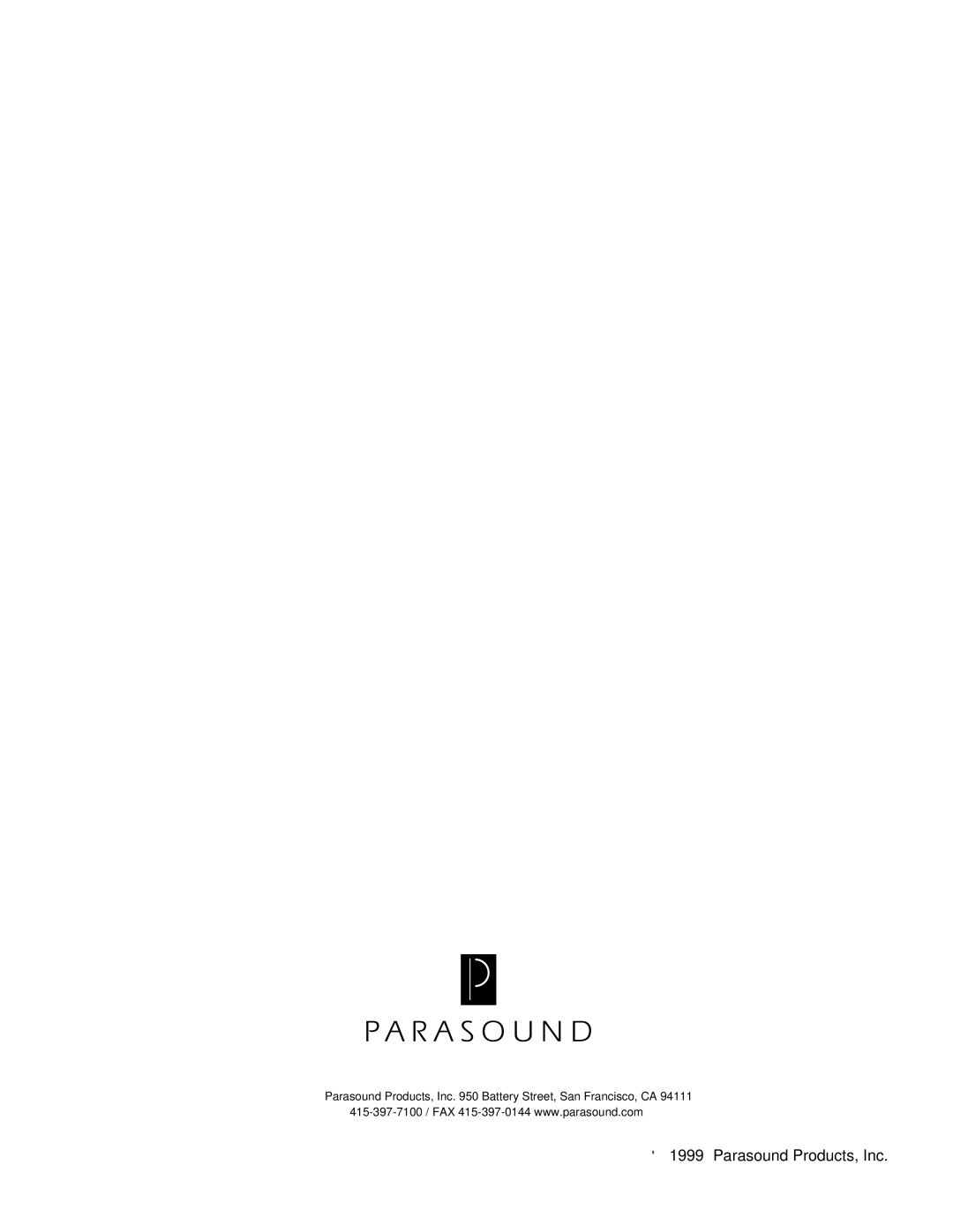 Parasound C/DP-2000 owner manual Parasound Products, Inc 