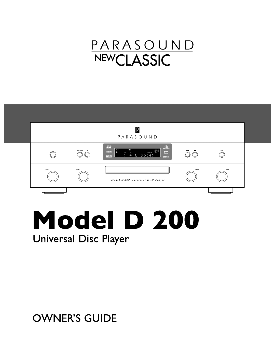 Parasound D 200 manual 