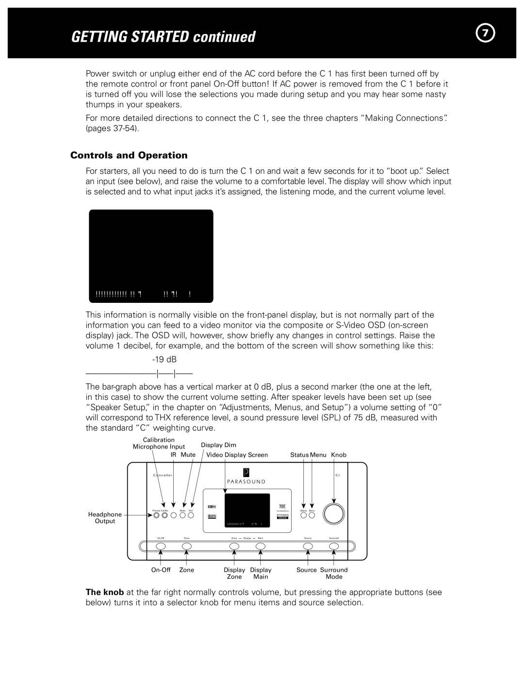 Parasound Halo C1 Controller manual Controls and Operation, N t r o l l e r 