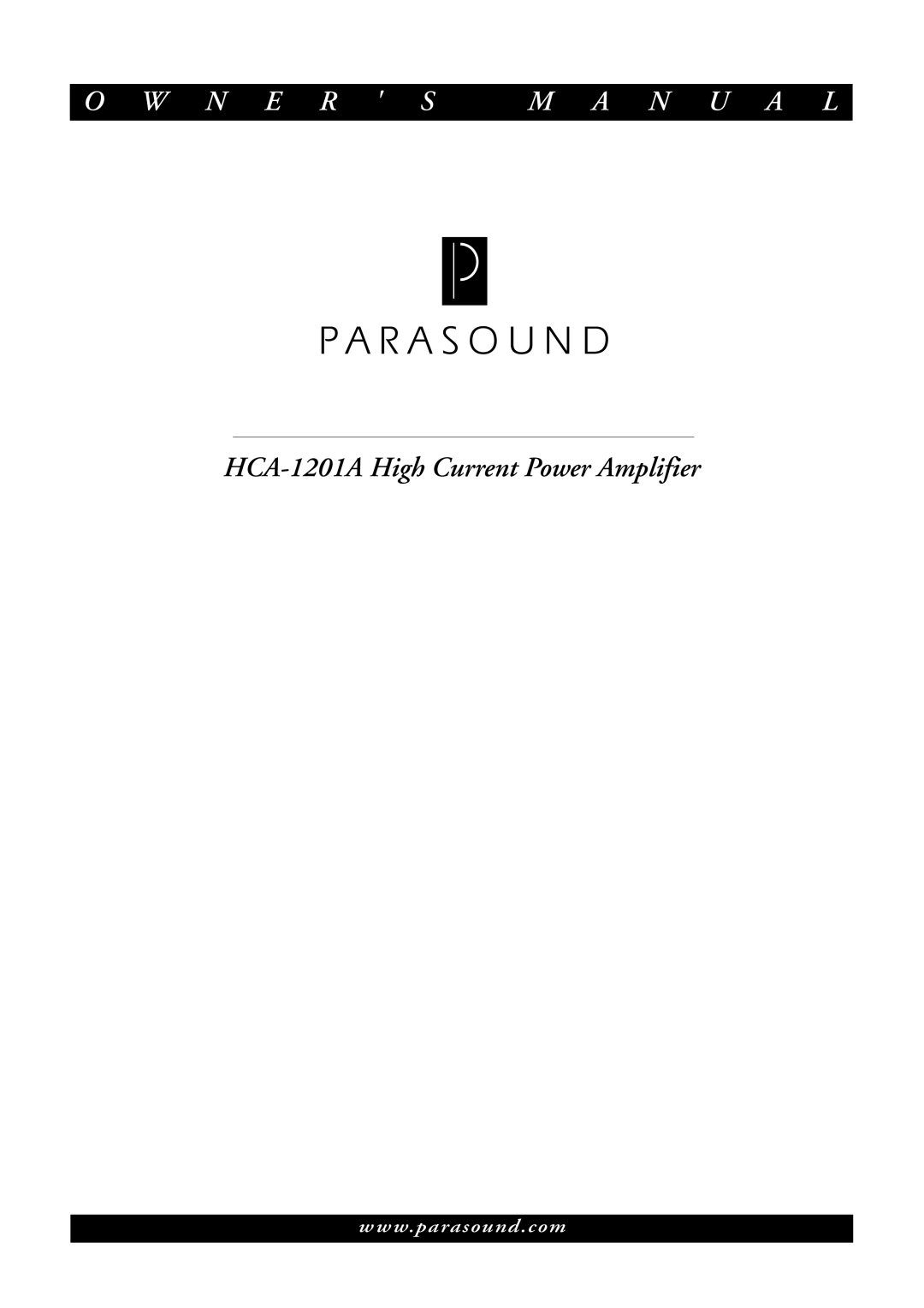 Parasound HCA-1201A owner manual N U a L 