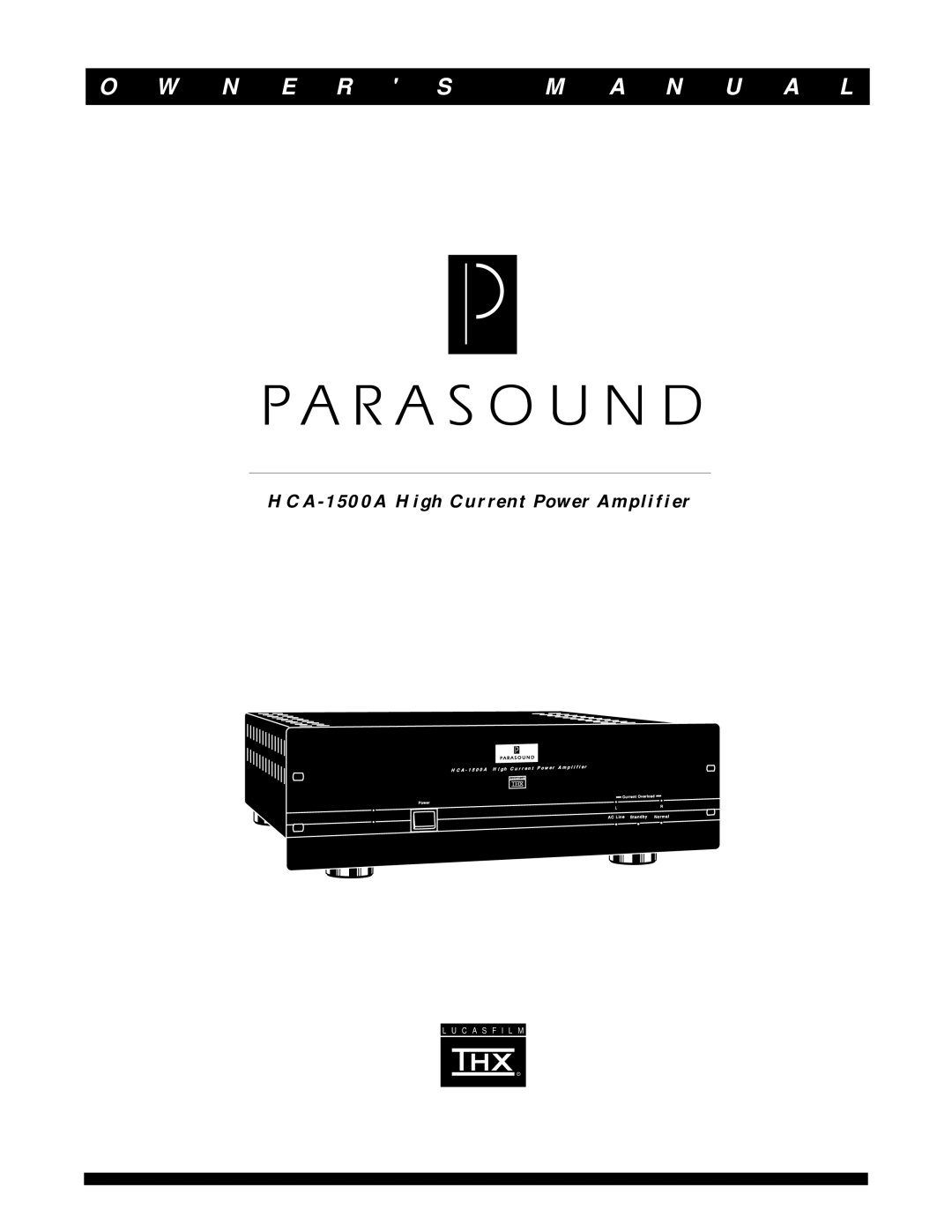 Parasound HCA-1500A owner manual N U a L 