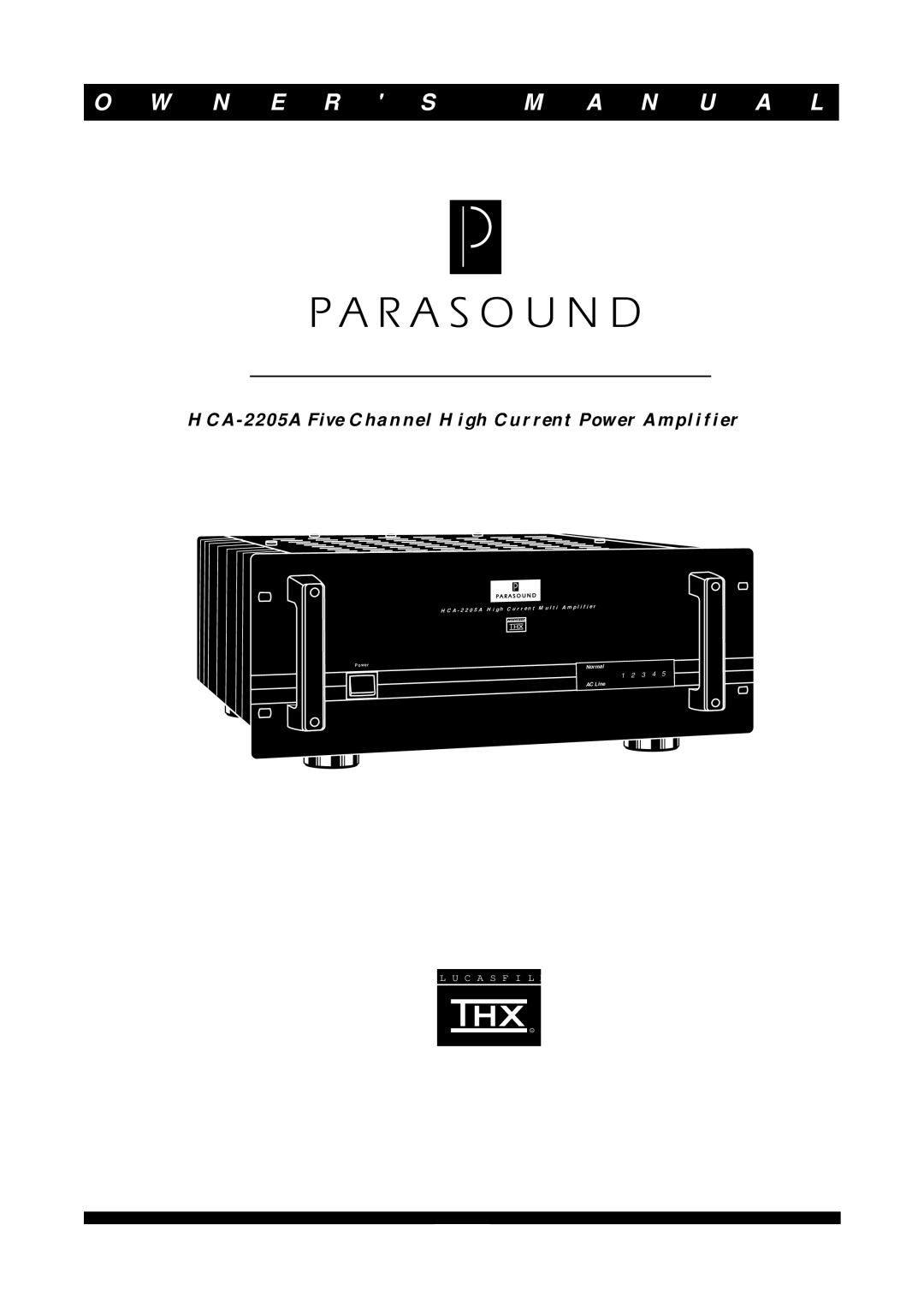 Parasound HCA-2205A owner manual N U a L 