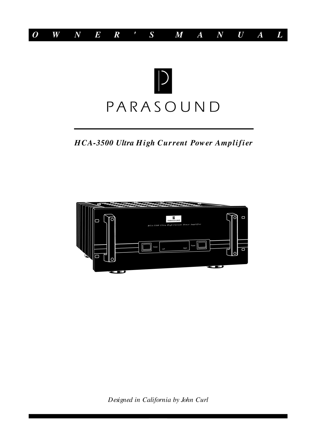 Parasound HCA-3500 owner manual N E R S M a N U a L 