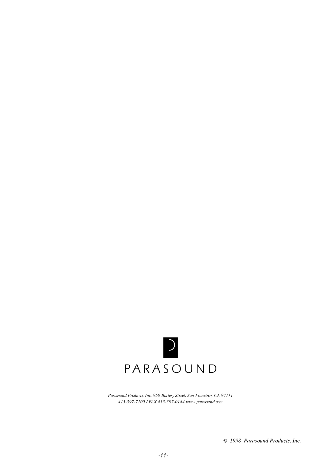 Parasound HCA-3500 owner manual Parasound Products, Inc 