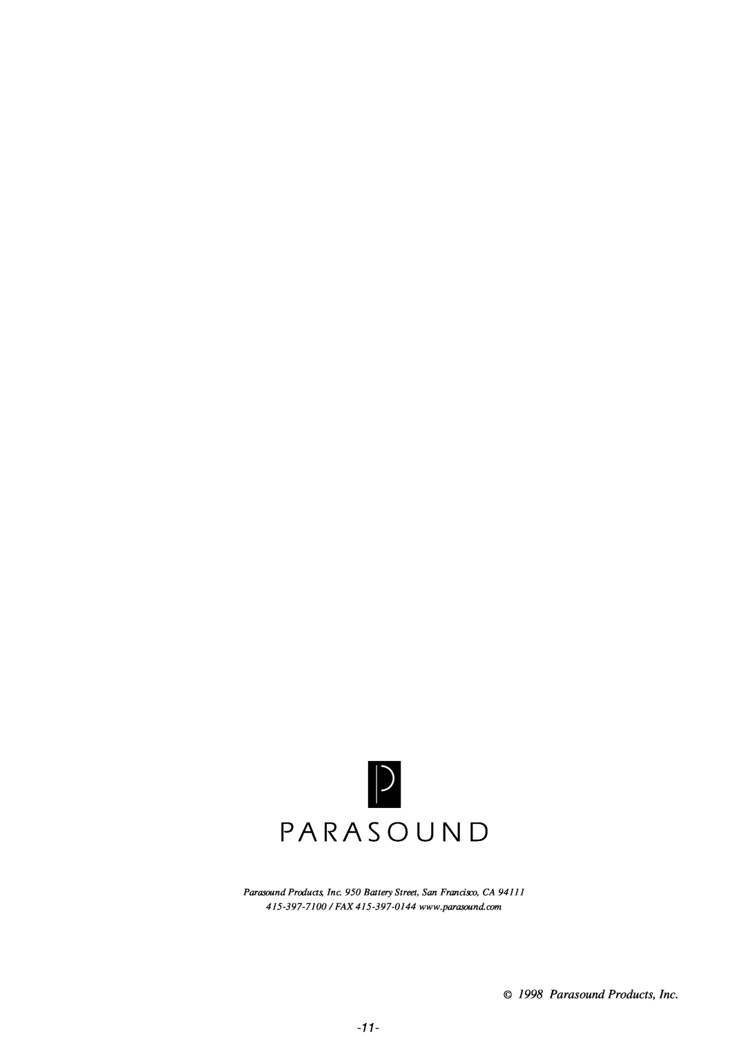 Parasound HCA-3500 owner manual Parasound Products, Inc 