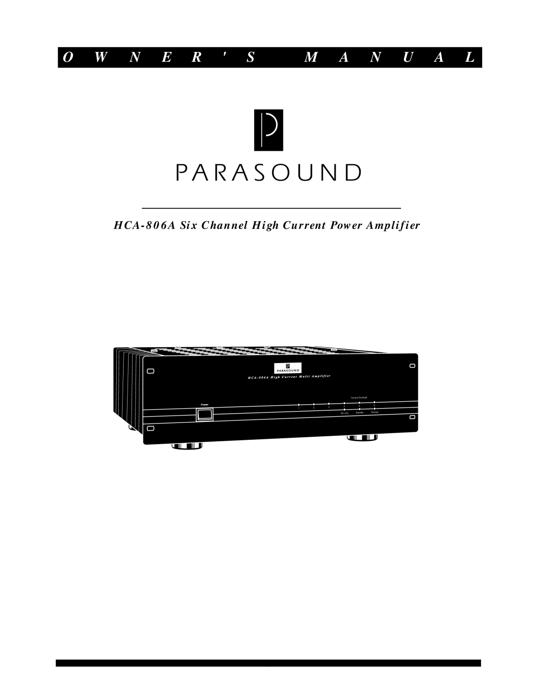 Parasound HCA 806A owner manual N U a L 