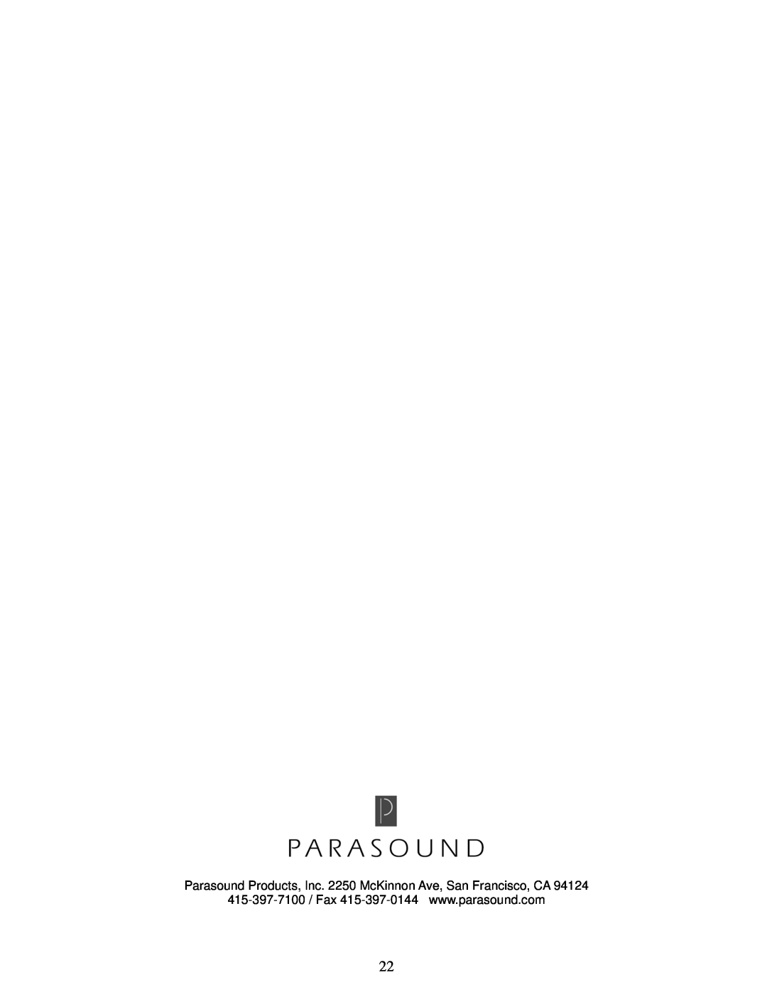 Parasound P 5 manual 