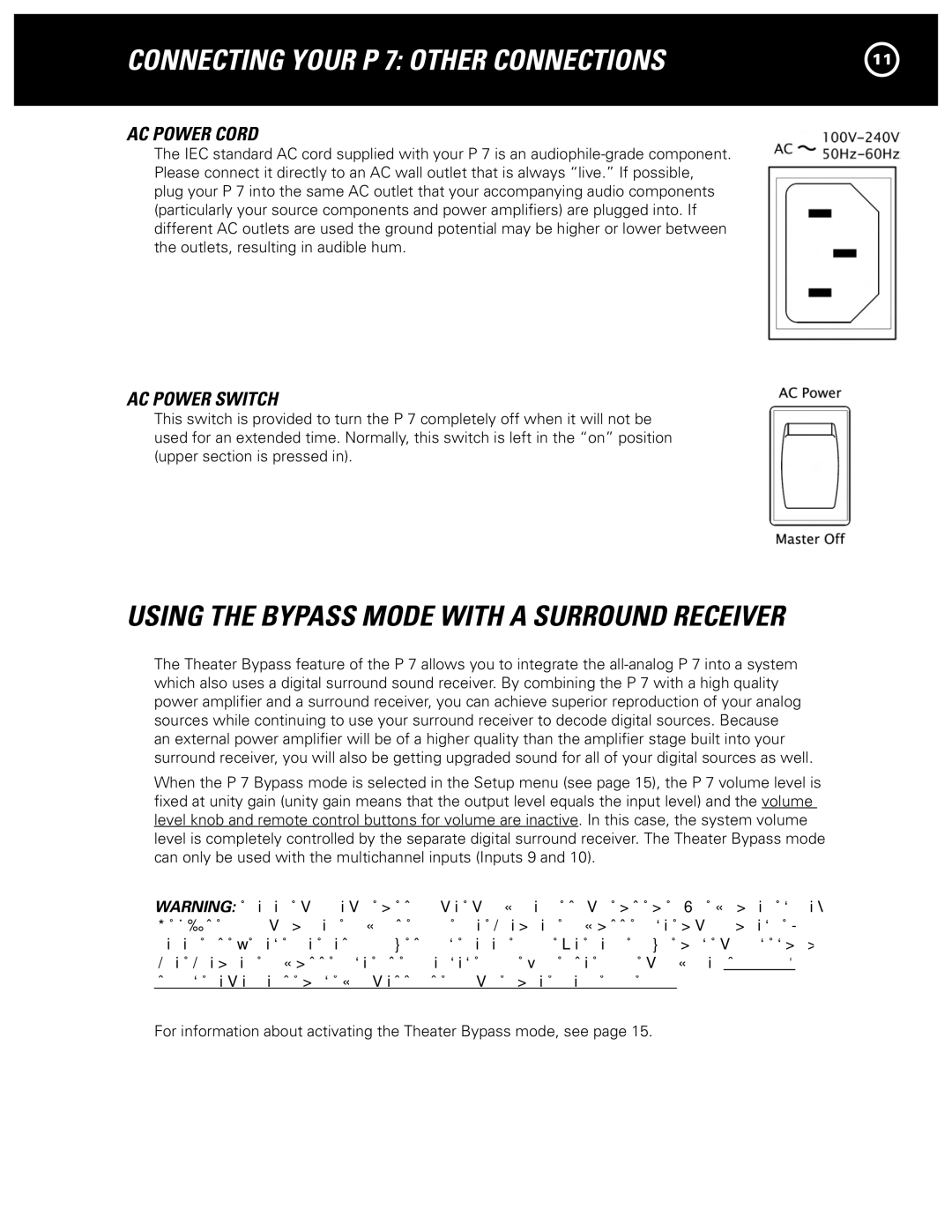 Parasound P 7 manual AC Power Cord, AC Power Switch 