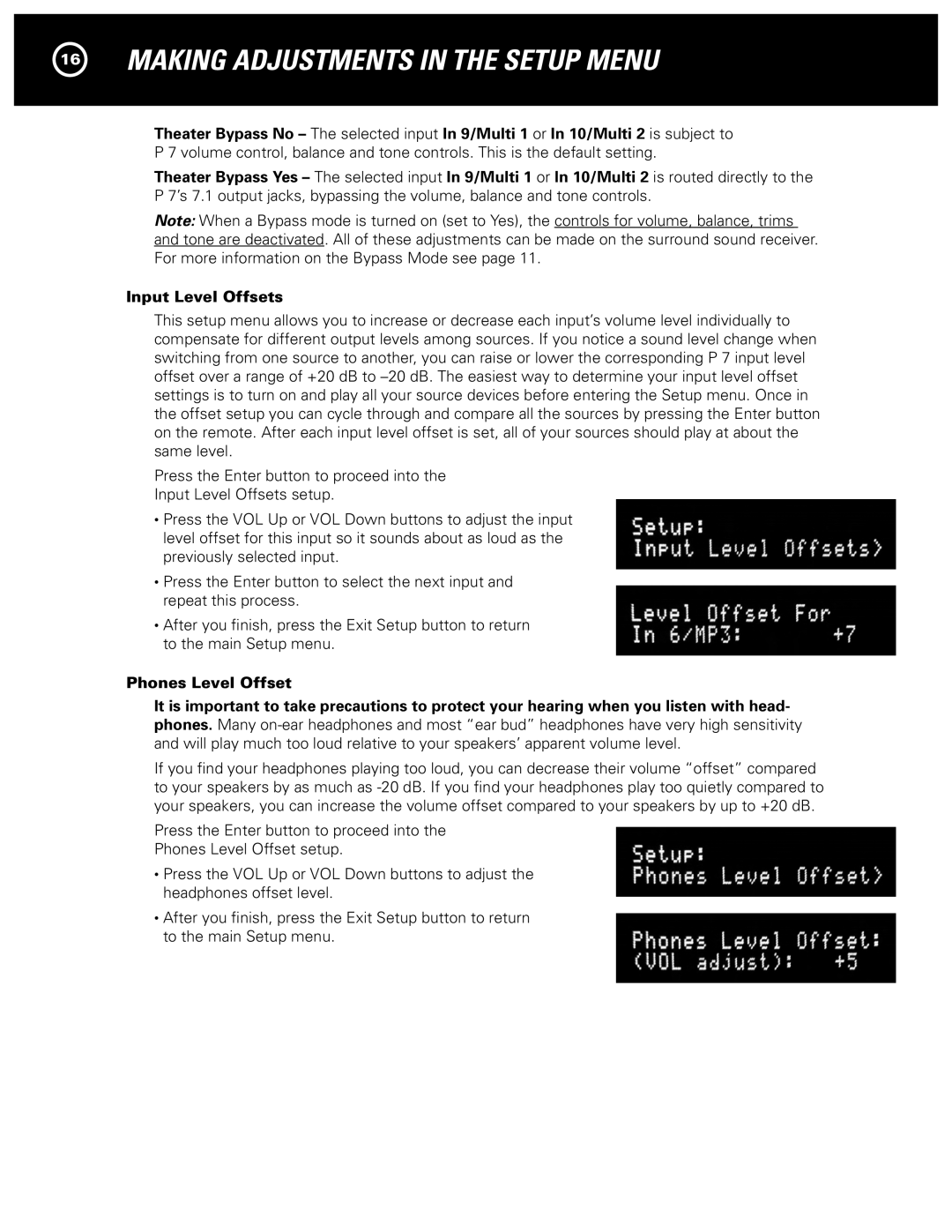 Parasound P 7 manual Input Level Offsets 