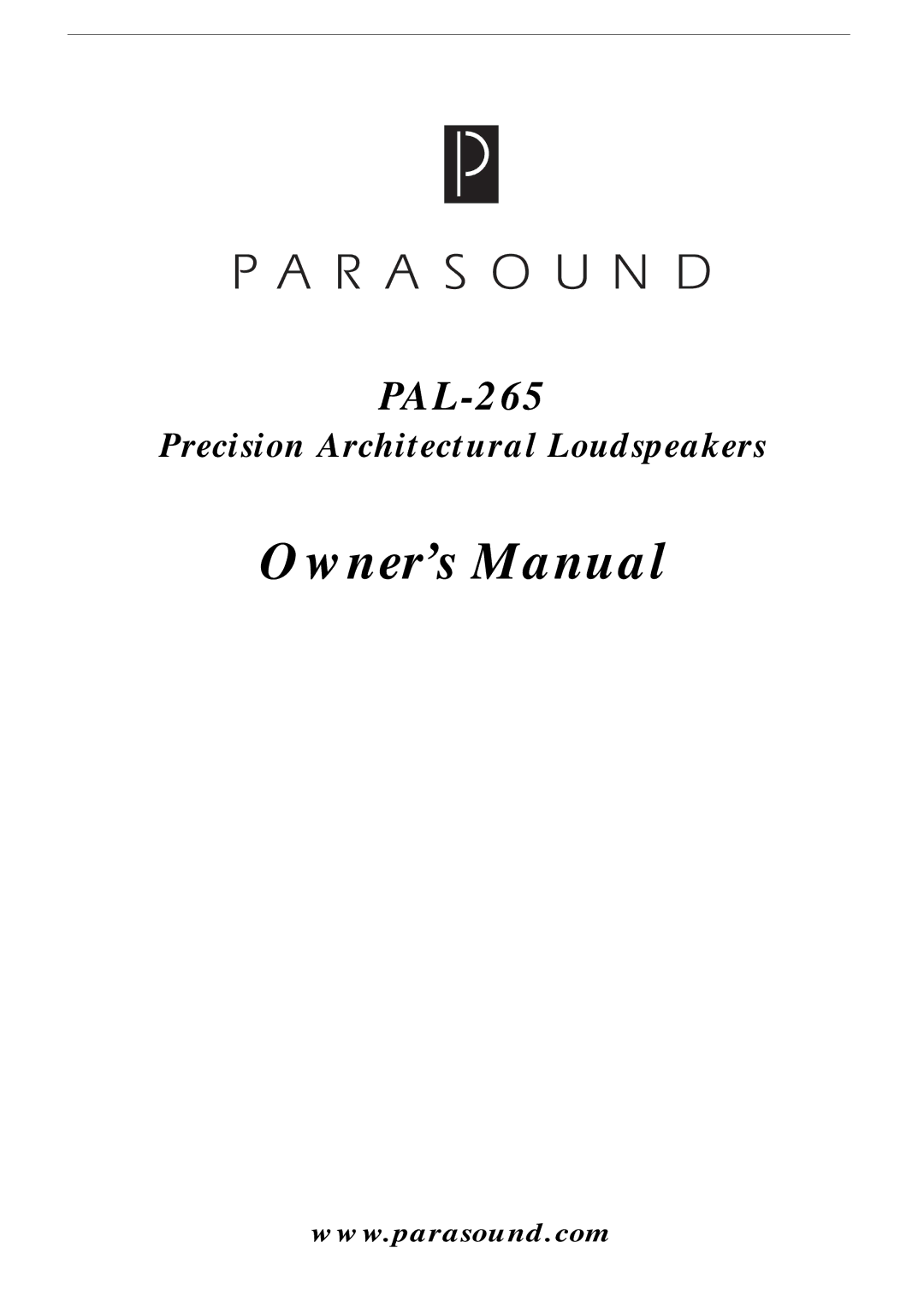 Parasound PAL-265 owner manual 