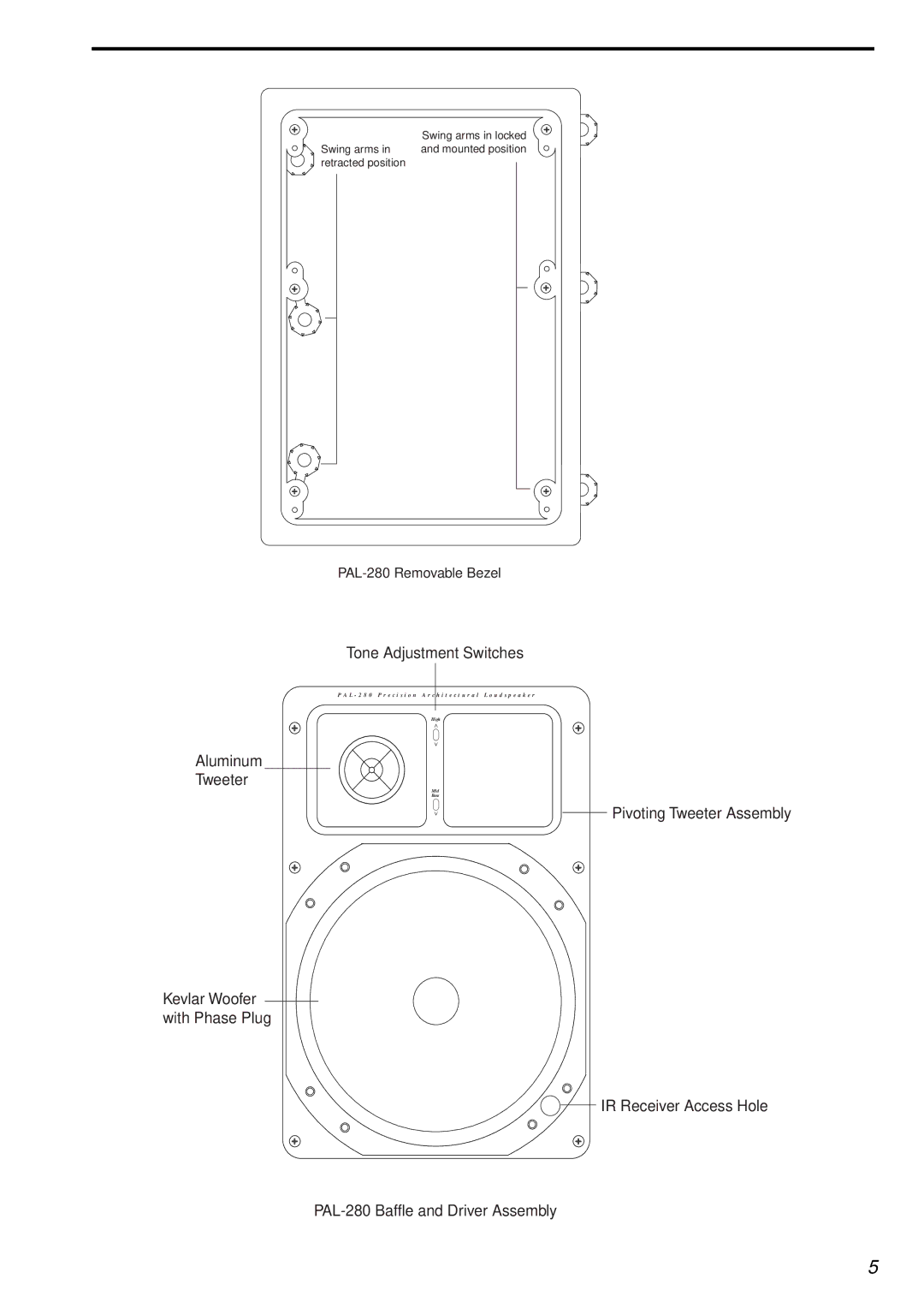 Parasound PAL-280 owner manual Tone Adjustment Switches 