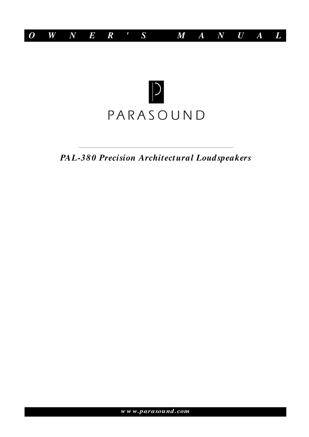 Parasound PAL-380 owner manual N U a L 