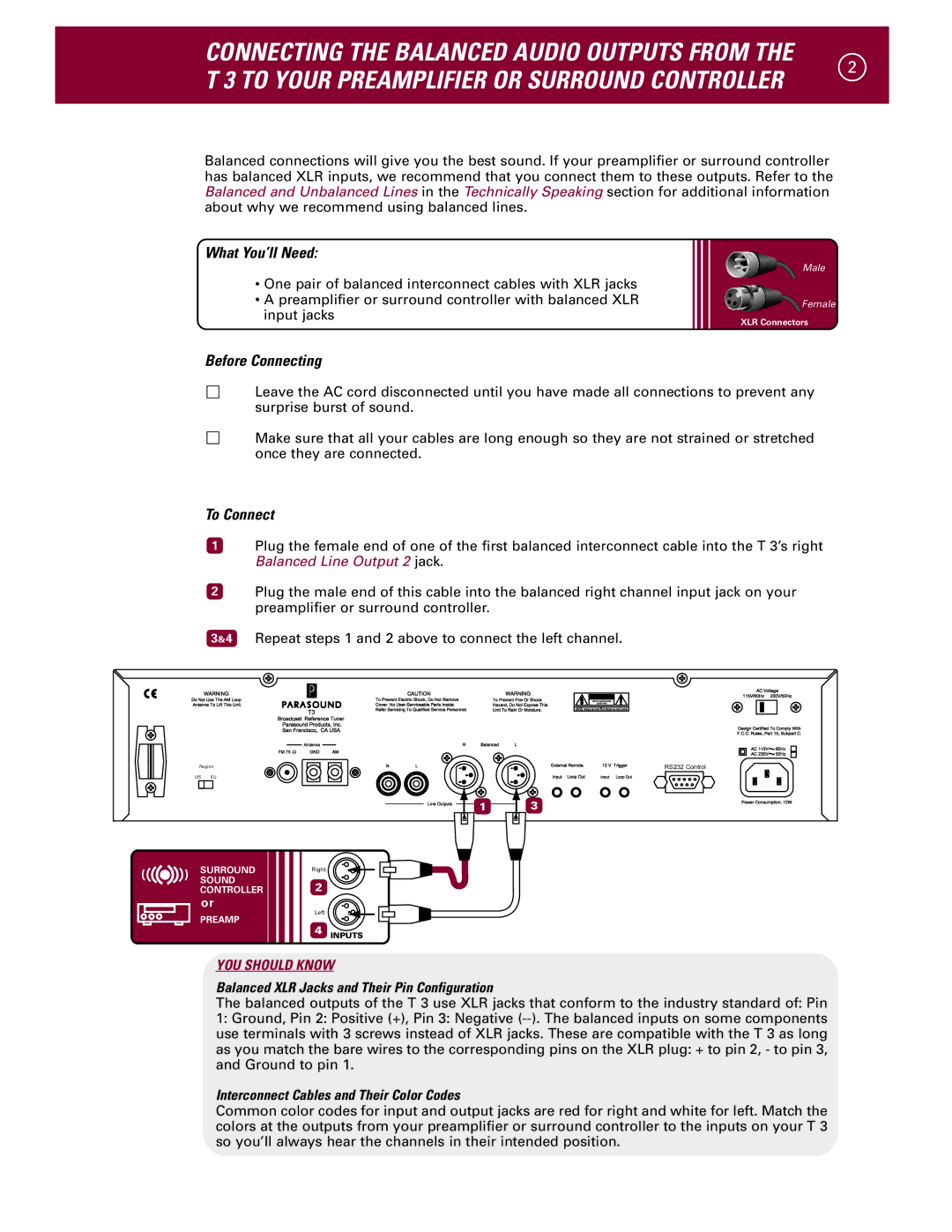 Parasound T 3 manual What You’ll Need, Before Connecting, To Connect 