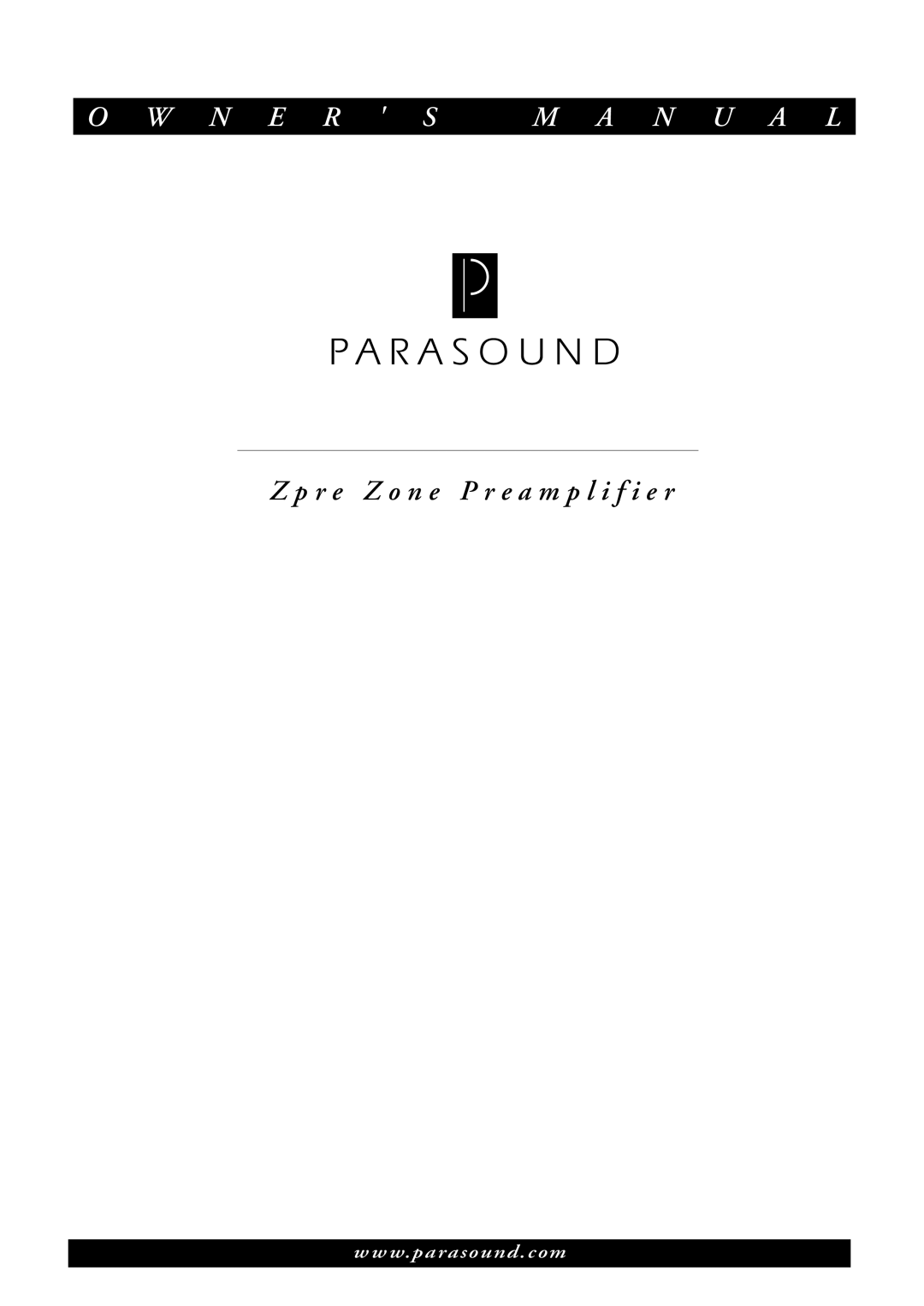 Parasound Zpre Zone owner manual N U a L 