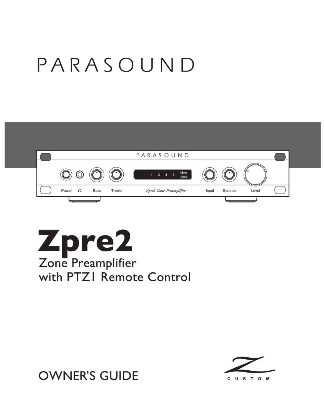 Parasound Zpre2 manual 