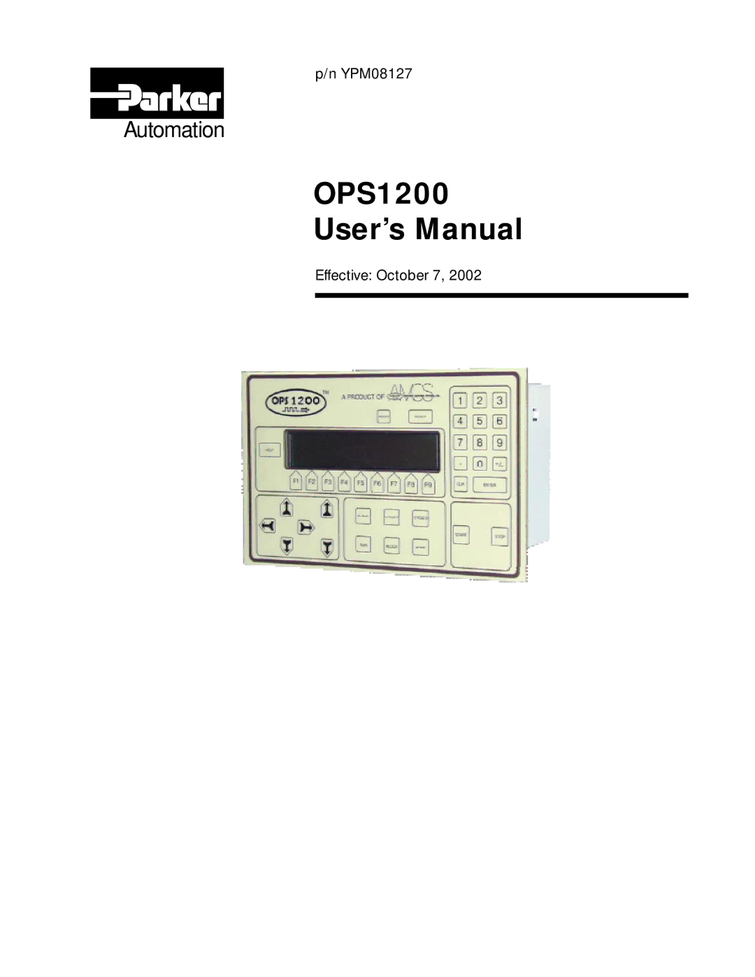 Parker  Products user manual OPS1200 User’s Manual 