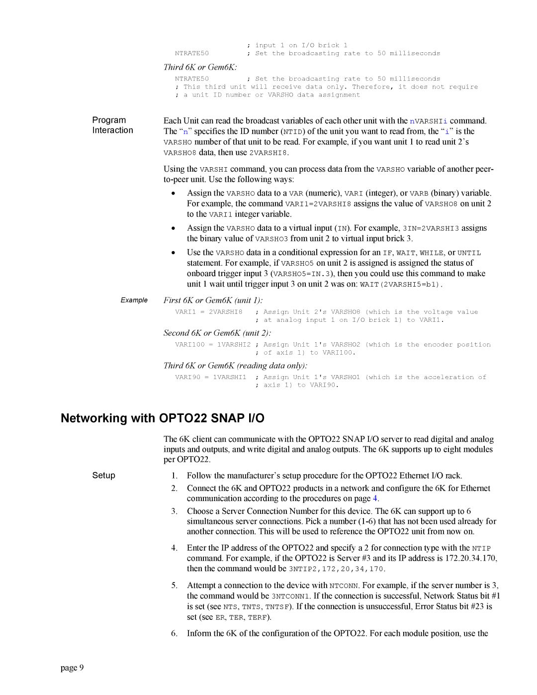 Parker Hannifin GEM6K Networking with OPTO22 Snap I/O, Communication according to the procedures on, Set see ER, TER, Terf 