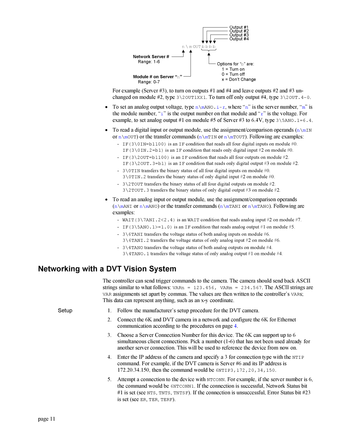 Parker Hannifin GEM6K manual Networking with a DVT Vision System, Is set see ER, TER, Terf, Module # on Server n Range 