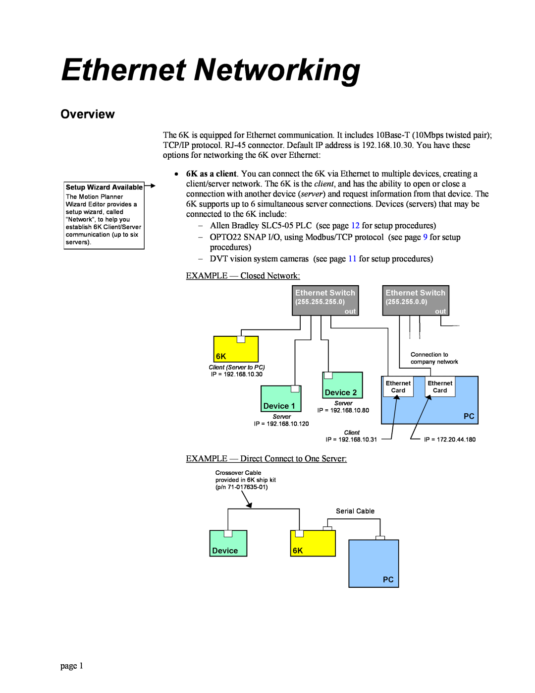 Parker Hannifin GEM6K manual Ethernet Networking, Overview 