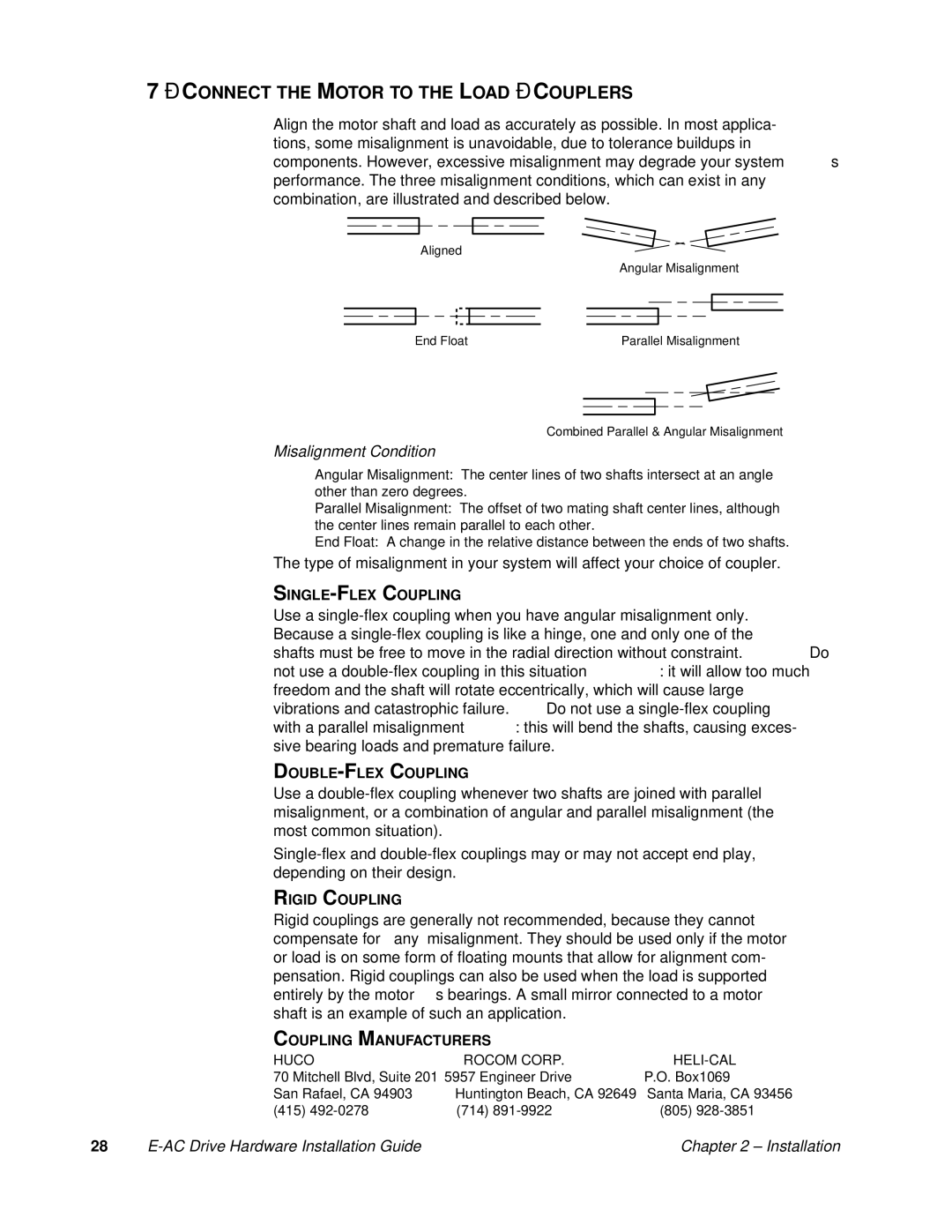 Parker Hannifin 88-020292-01 A manual Connect the Motor to the Load -COUPLERS, Misalignment Condition 