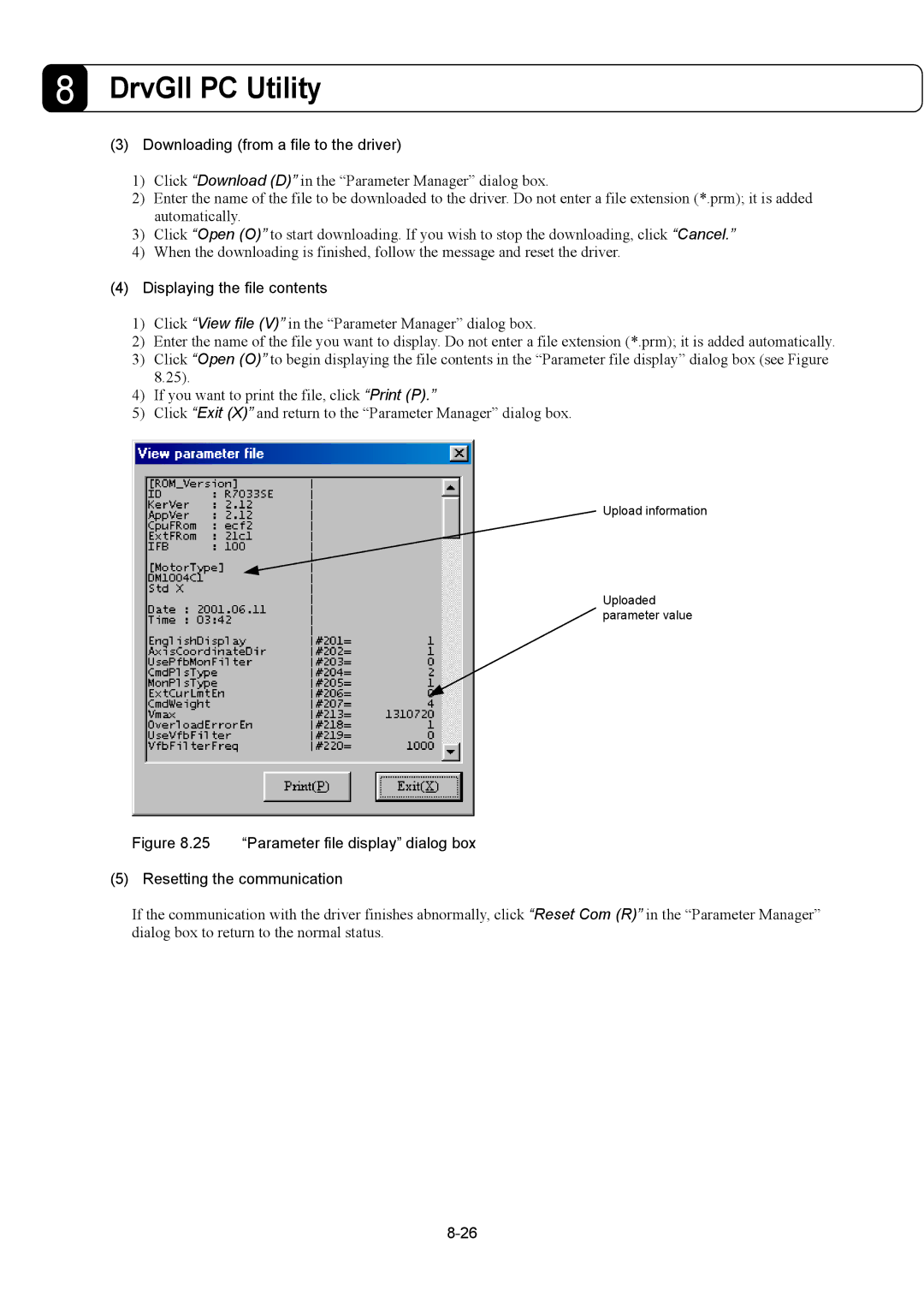 Parker Hannifin G2 manual Downloading from a file to the driver, Displaying the file contents 