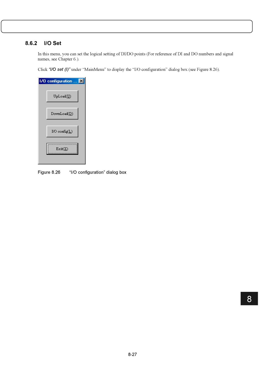 Parker Hannifin G2 manual 2 I/O Set, 26 I/O configuration dialog box 