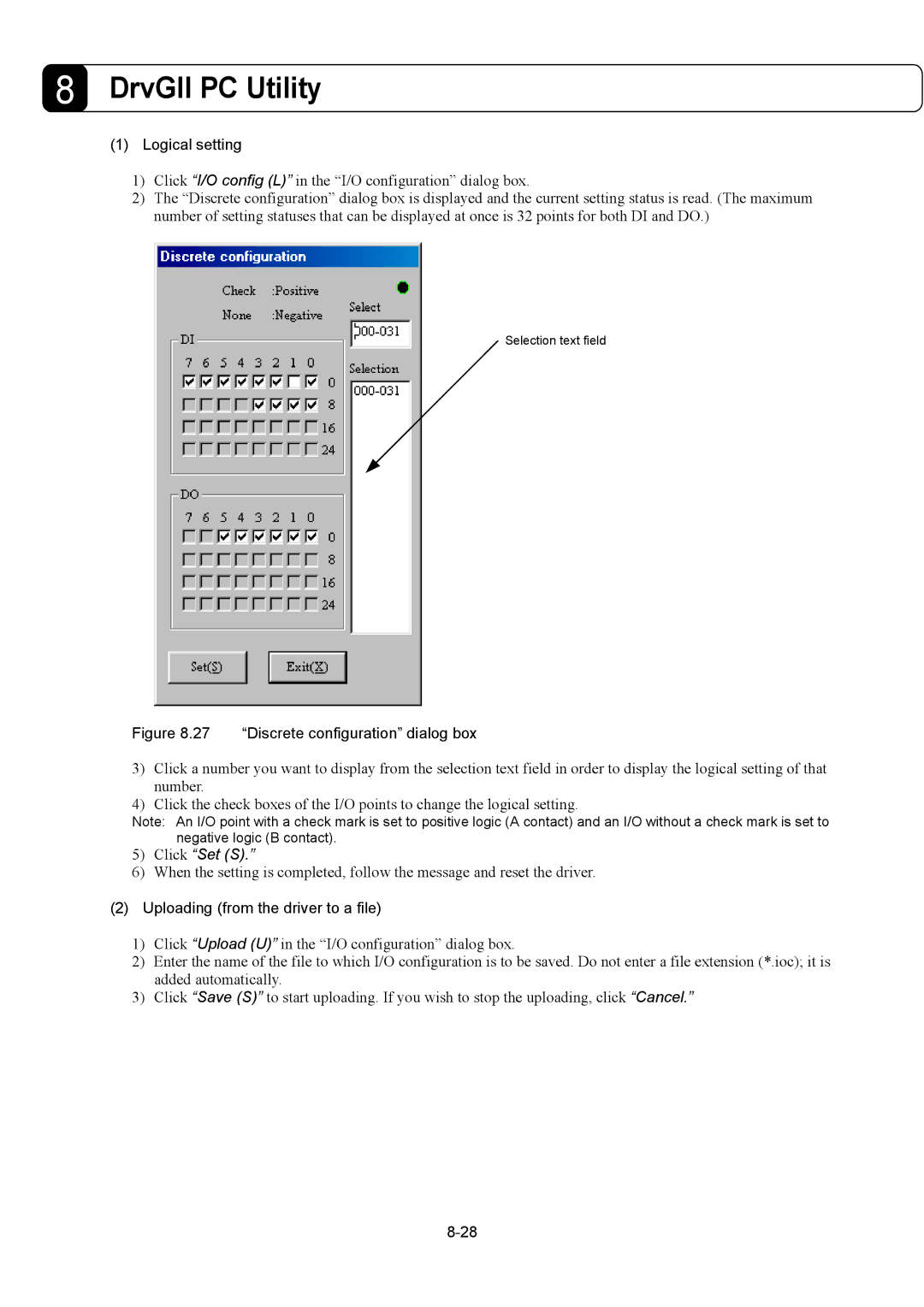 Parker Hannifin G2 manual Logical setting, Discrete configuration dialog box 