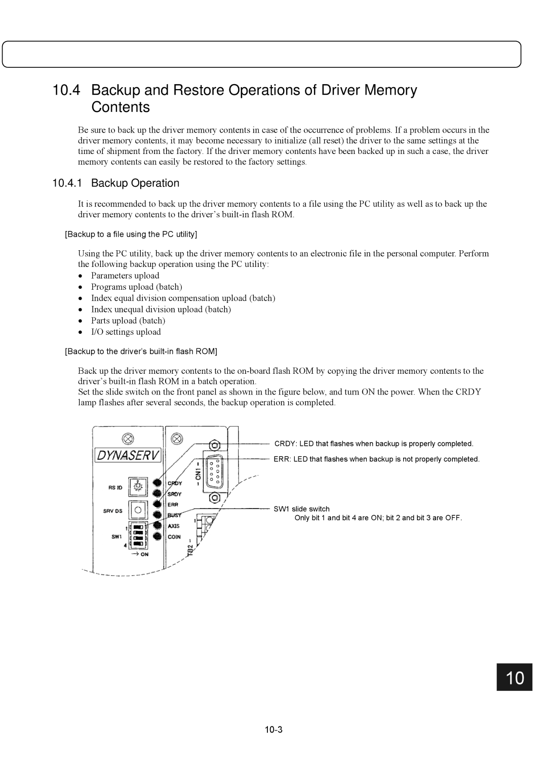 Parker Hannifin G2 manual Backup and Restore Operations of Driver Memory Contents 