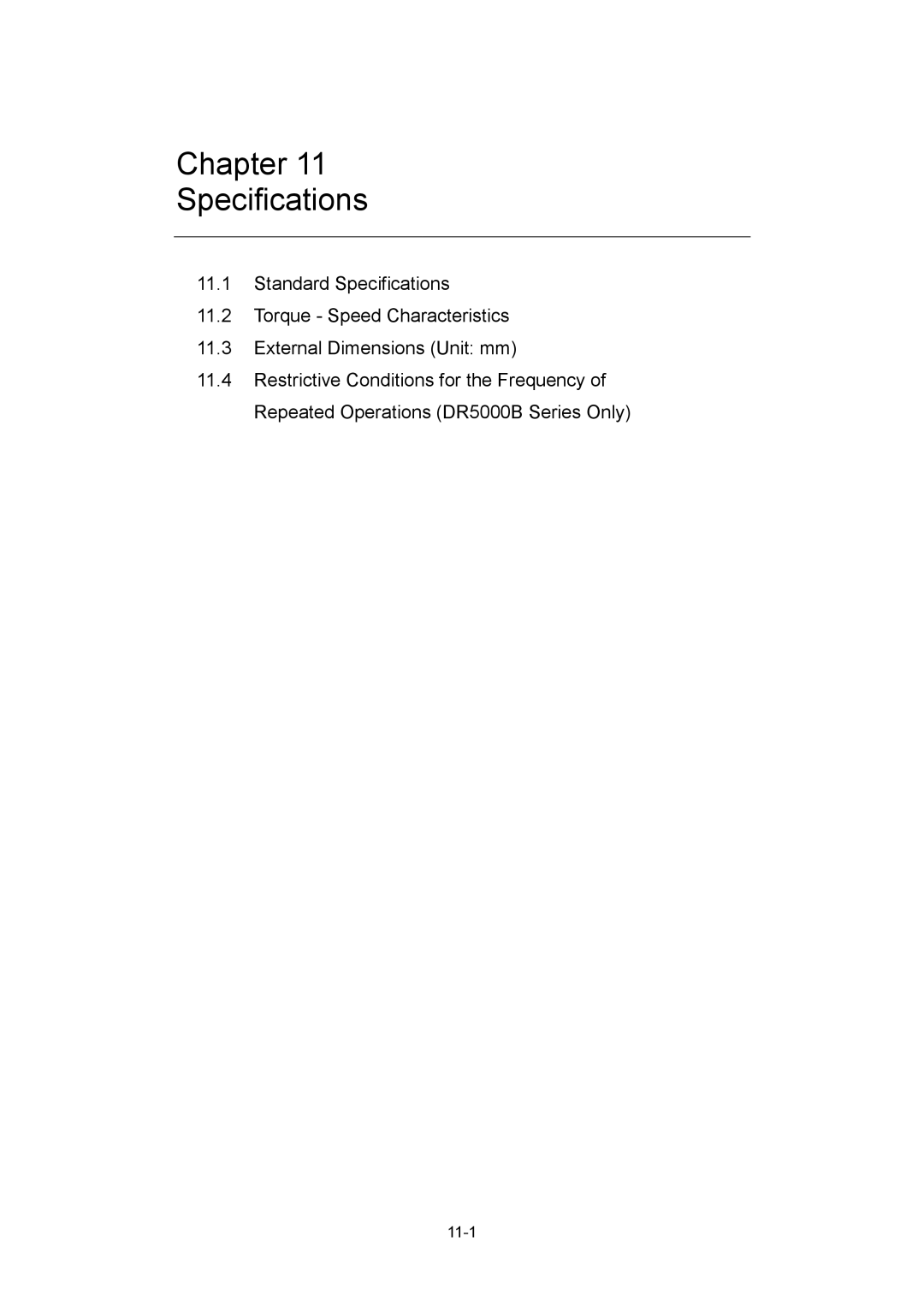 Parker Hannifin G2 manual Chapter Specifications, 11-1 