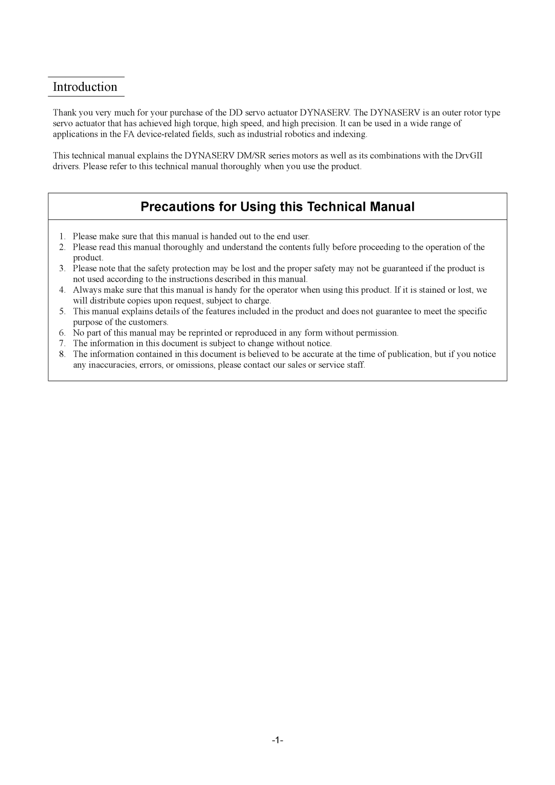 Parker Hannifin G2 manual Precautions for Using this Technical Manual 