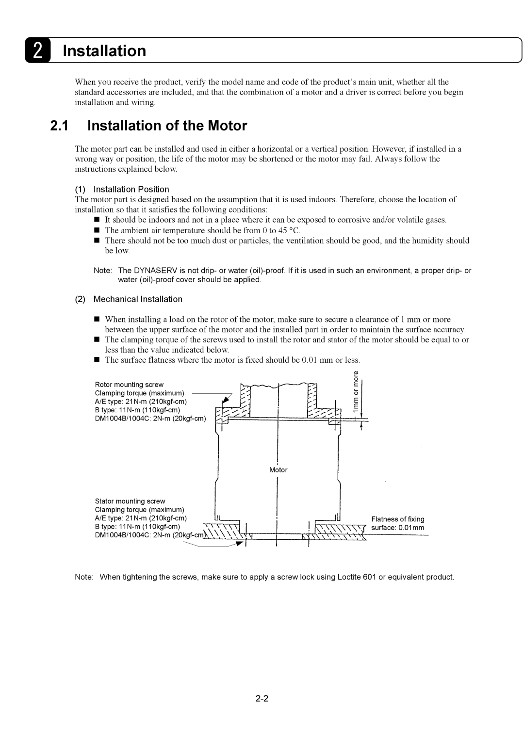 Parker Hannifin G2 manual Installation of the Motor, Installation Position, Mechanical Installation 