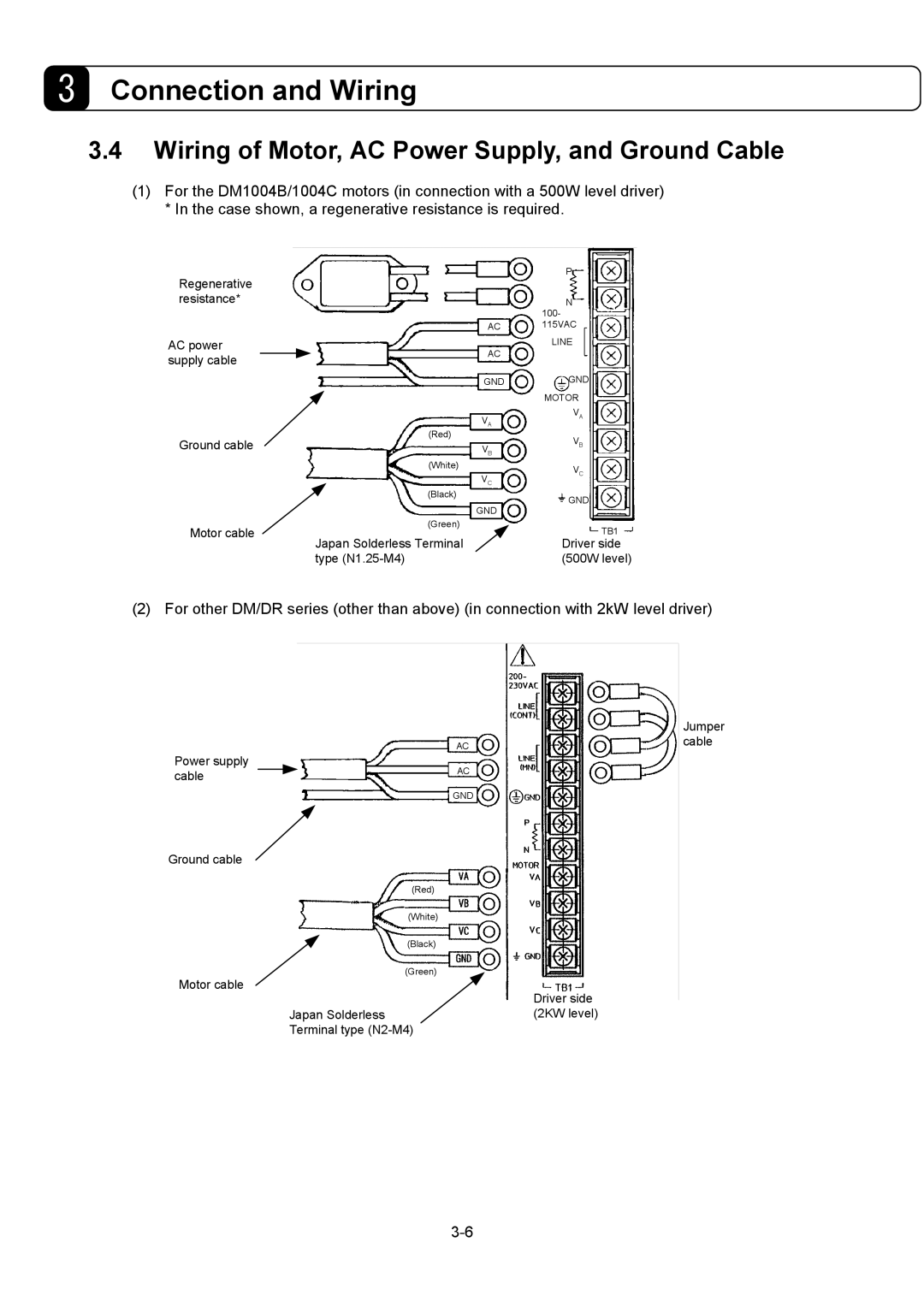 Parker Hannifin G2 manual Wiring of Motor, AC Power Supply, and Ground Cable 