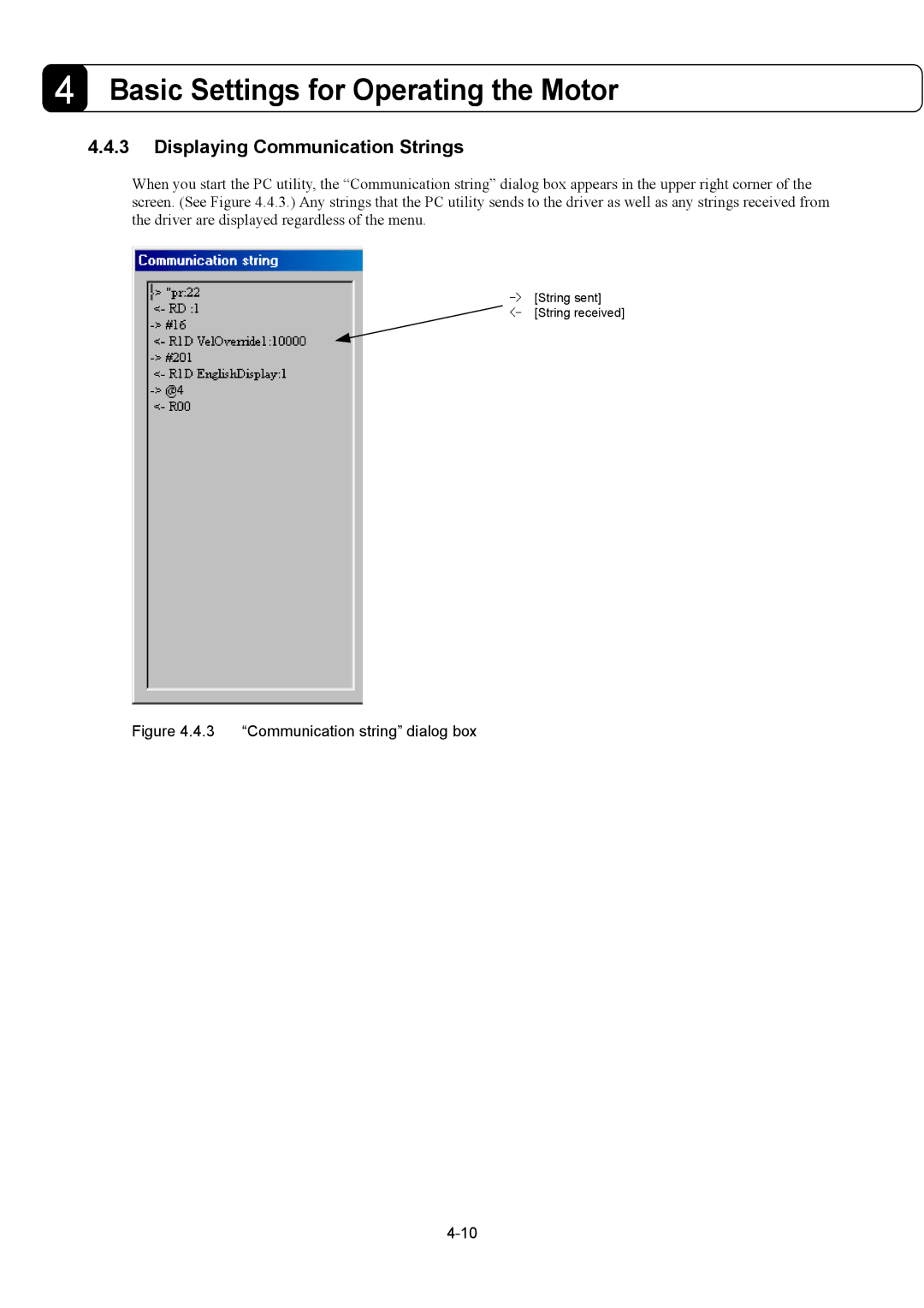 Parker Hannifin G2 manual Displaying Communication Strings, Communication string dialog box 