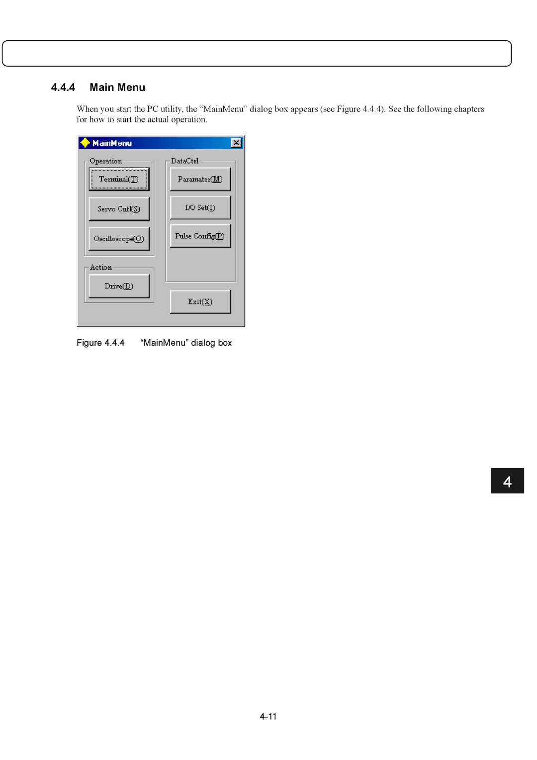 Parker Hannifin G2 manual Main Menu, MainMenu dialog box 