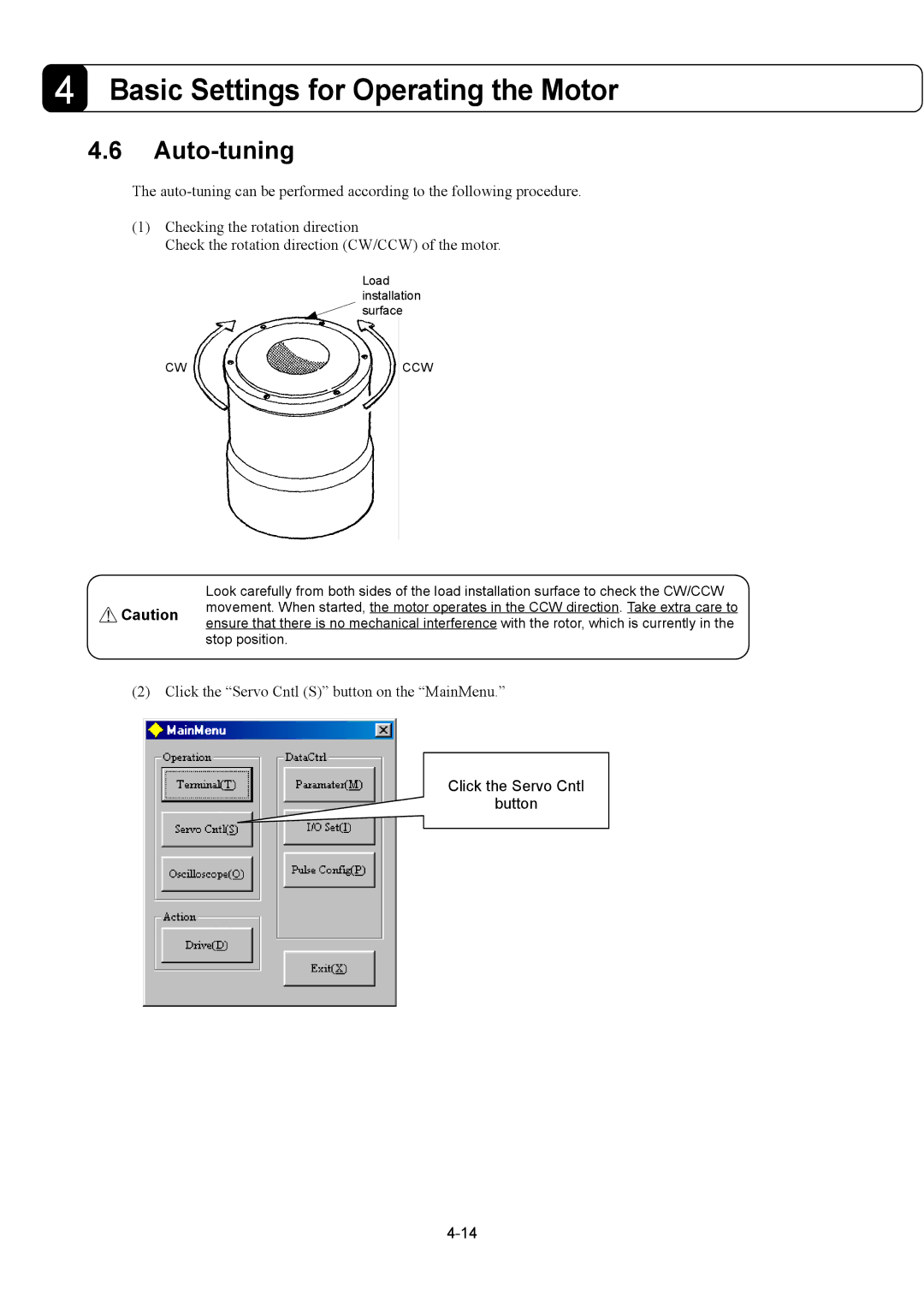 Parker Hannifin G2 manual Auto-tuning, Click the Servo Cntl Button 