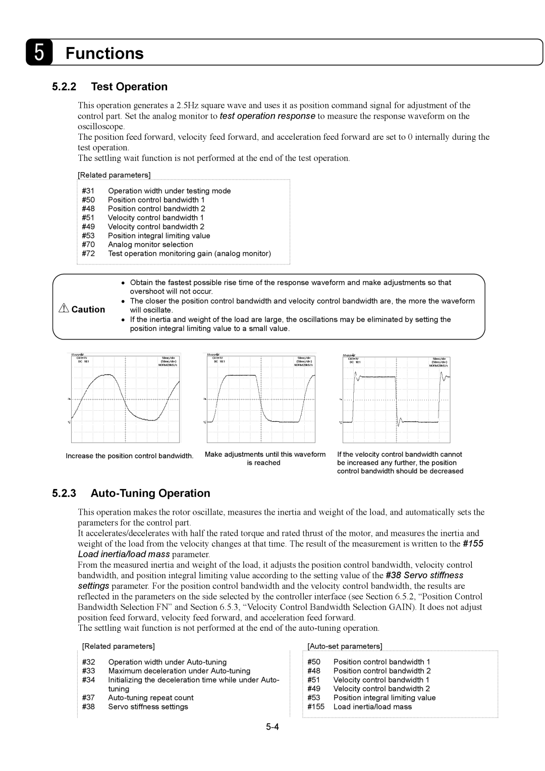 Parker Hannifin G2 manual Test Operation, Auto-Tuning Operation 