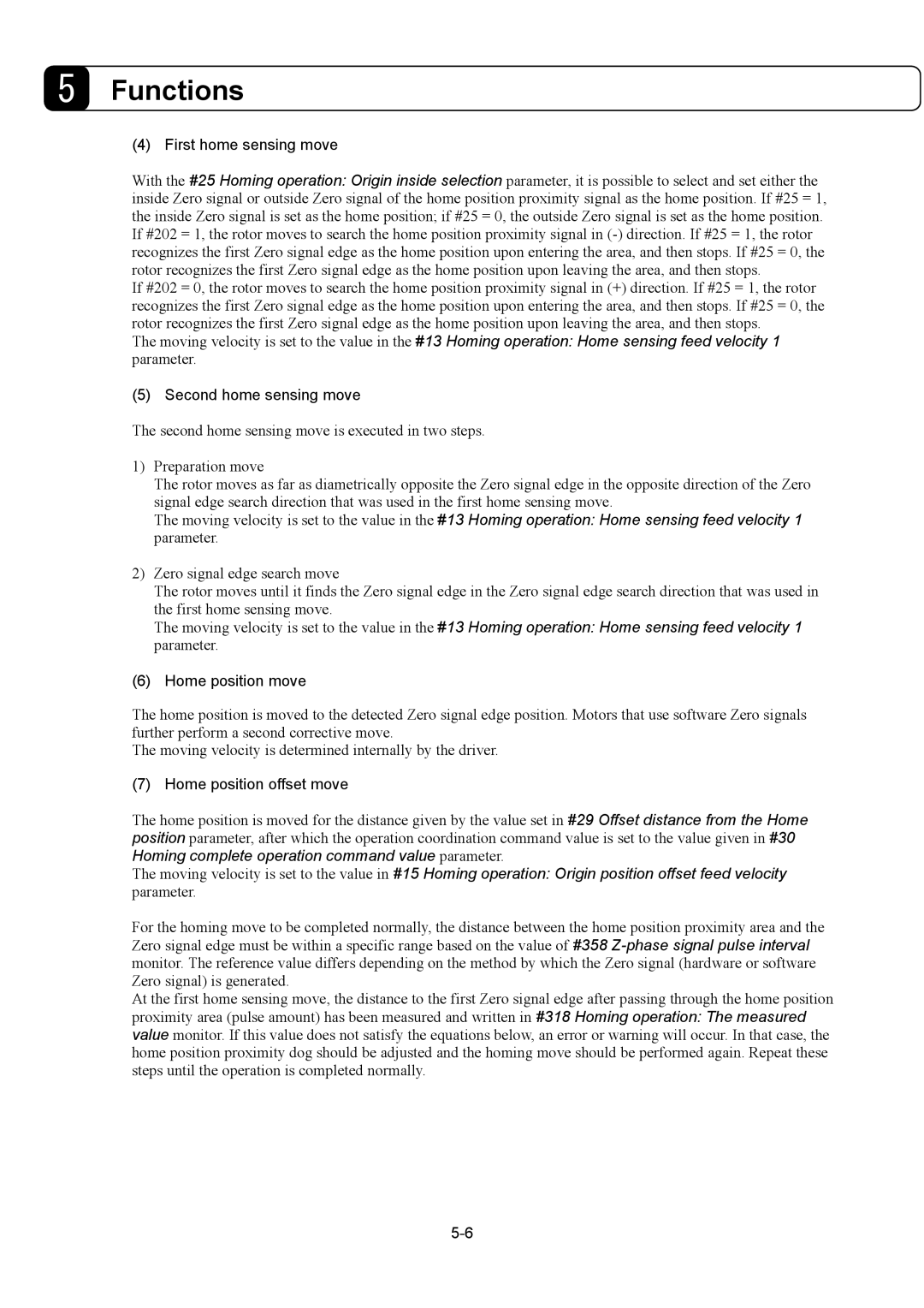 Parker Hannifin G2 manual First home sensing move, Second home sensing move, Home position move, Home position offset move 