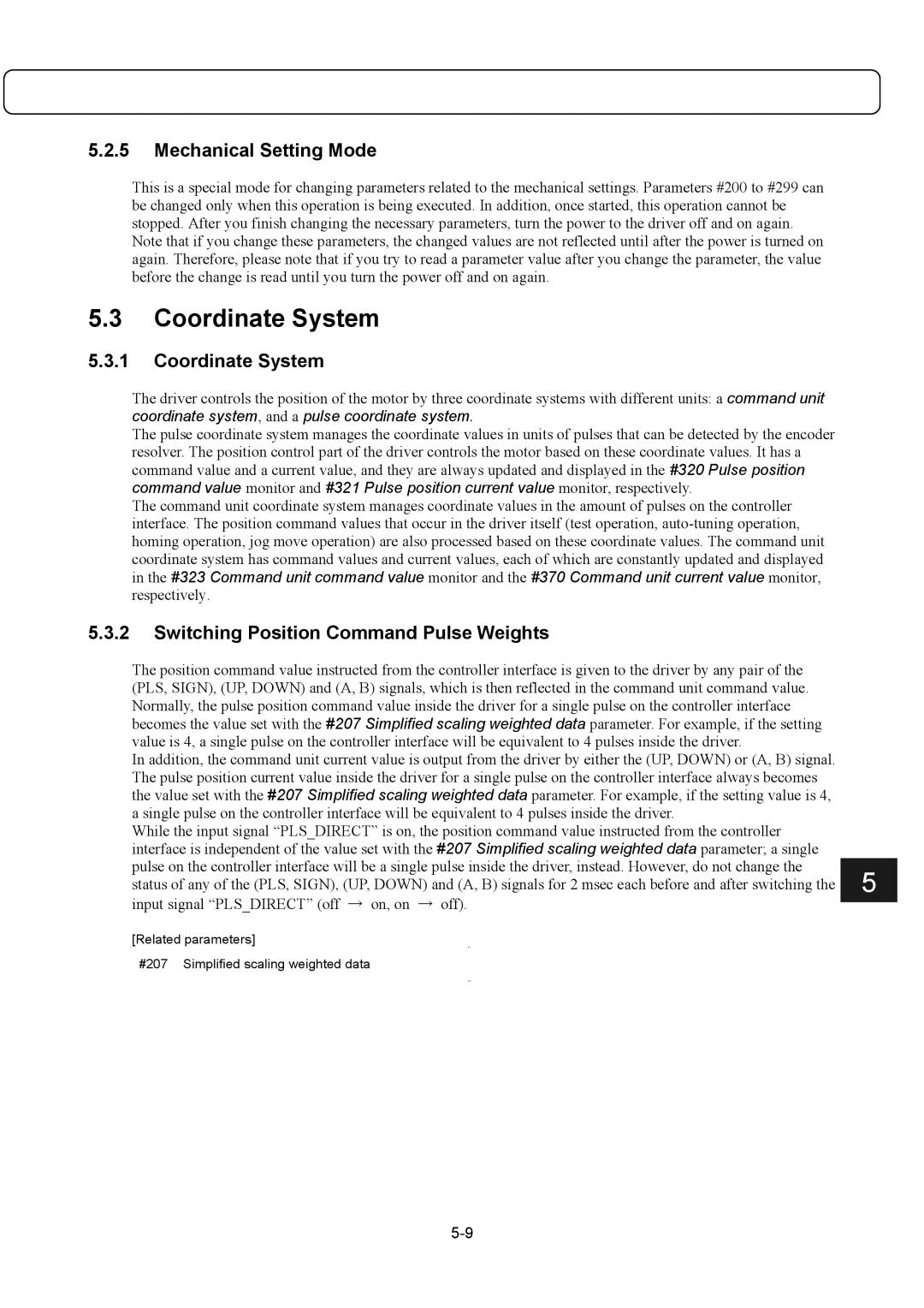 Parker Hannifin G2 manual Coordinate System, Mechanical Setting Mode, Switching Position Command Pulse Weights 