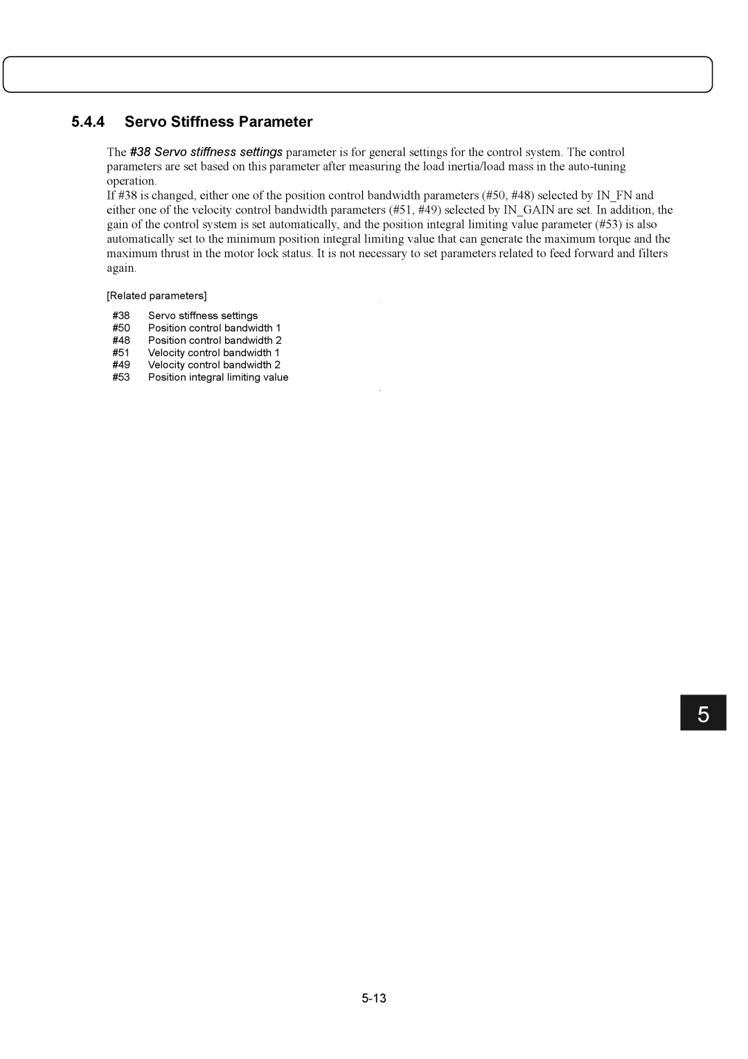 Parker Hannifin G2 manual Servo Stiffness Parameter 