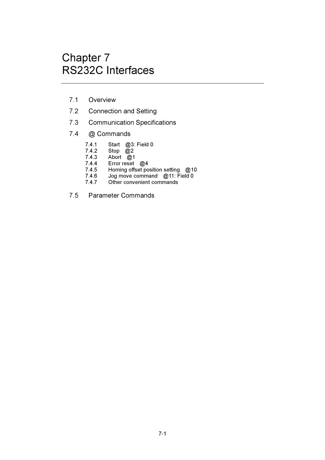 Parker Hannifin G2 manual Chapter RS232C Interfaces, Start @3 Field 