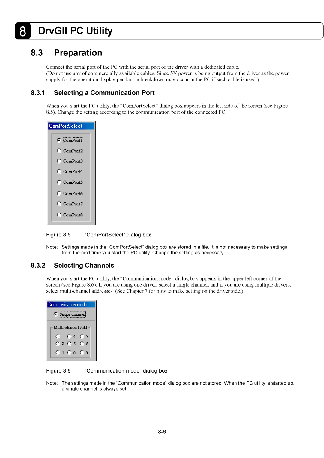 Parker Hannifin G2 manual Selecting a Communication Port, ComPortSelect dialog box 