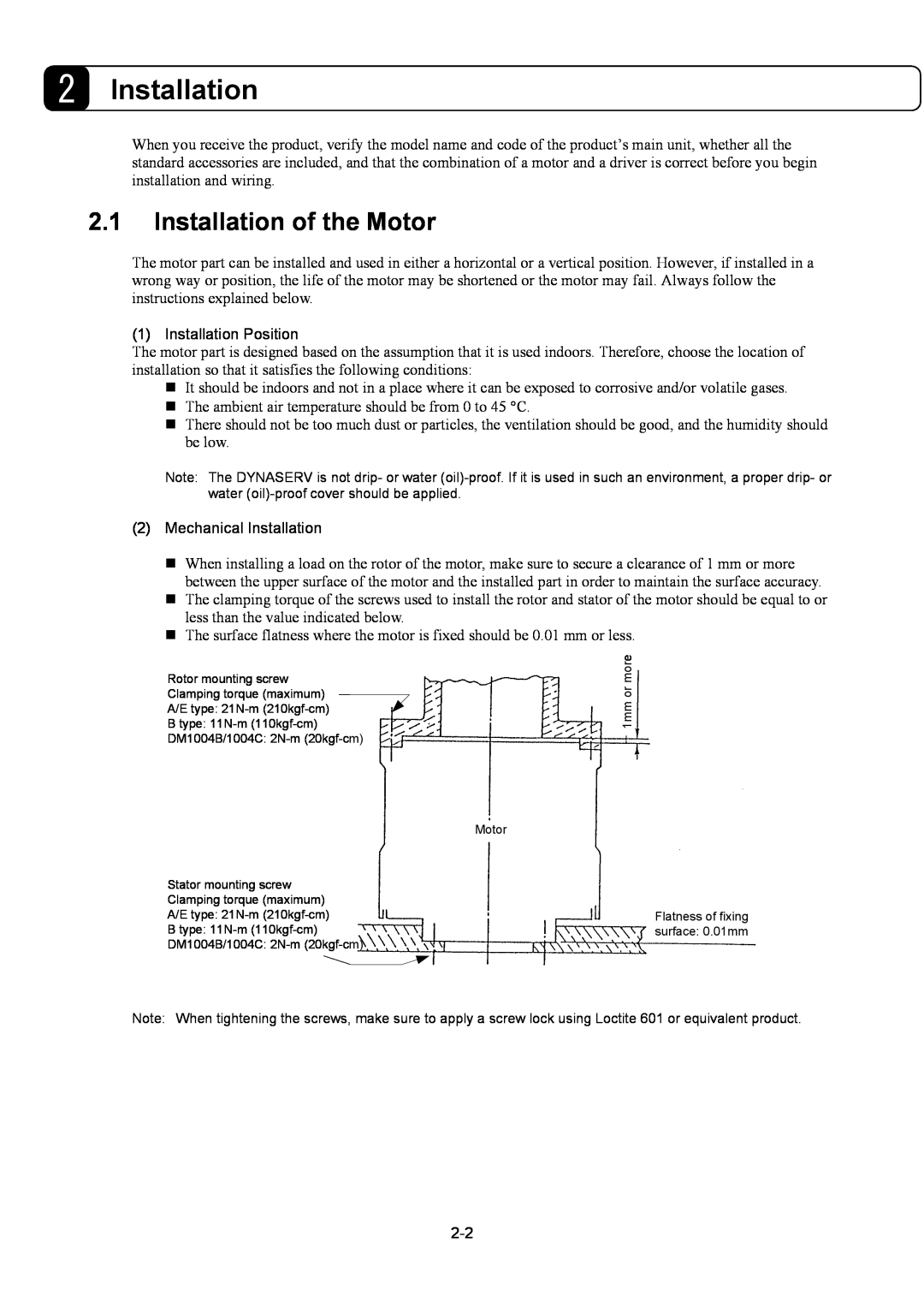 Parker Hannifin G2 manual Installation of the Motor 