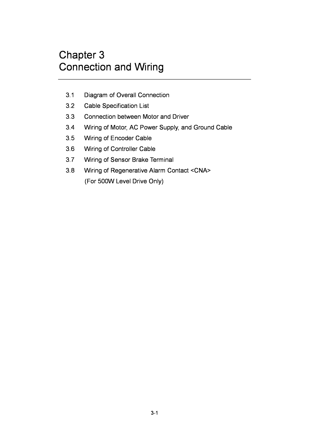 Parker Hannifin G2 manual Chapter Connection and Wiring, Diagram of Overall Connection 3.2 Cable Specification List 