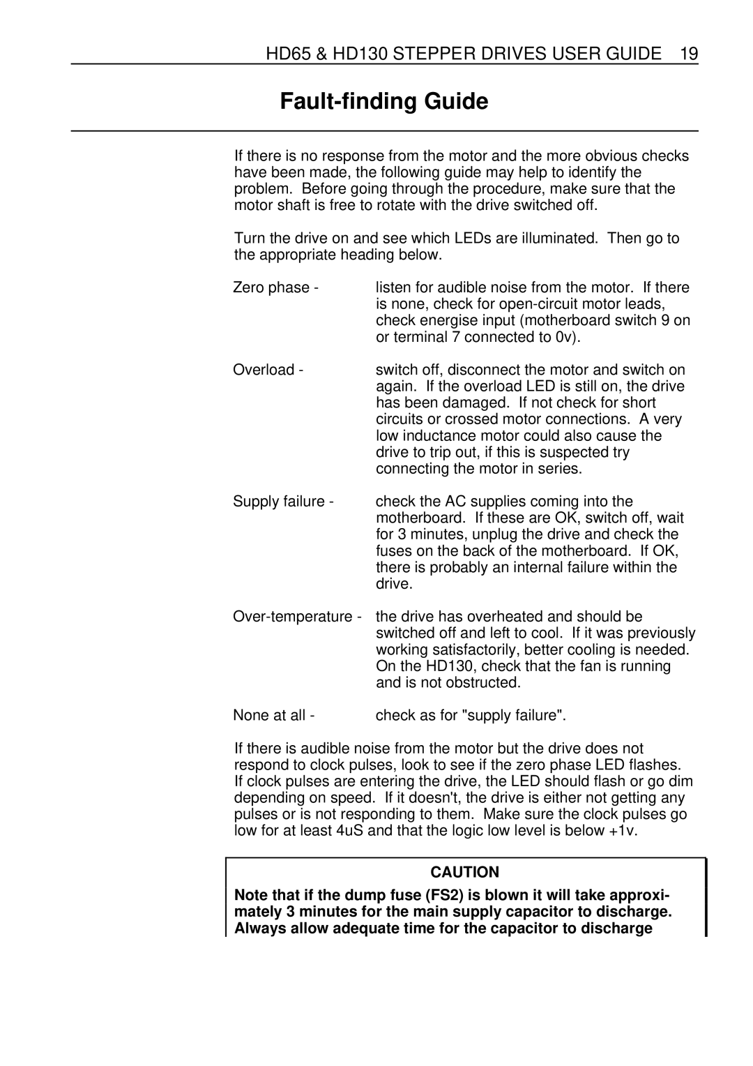 Parker Hannifin HD130, HD65 manual Fault-finding Guide 