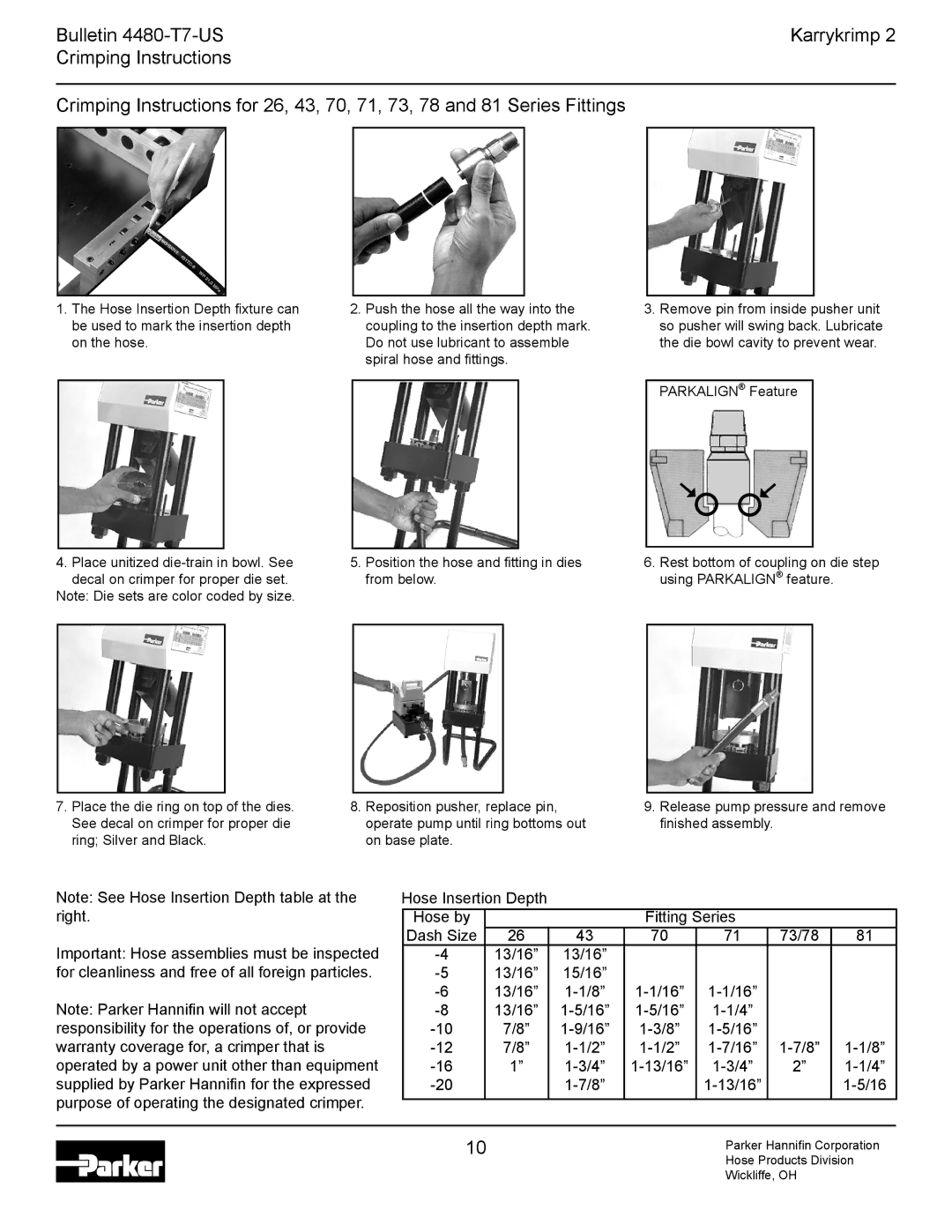 Parker Hannifin Karrykrimp 2 technical manual Parkalign Feature 