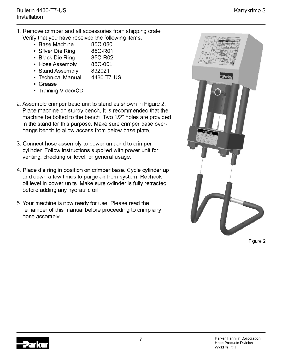 Parker Hannifin Karrykrimp 2 technical manual Parker Hanniﬁn Corporation 