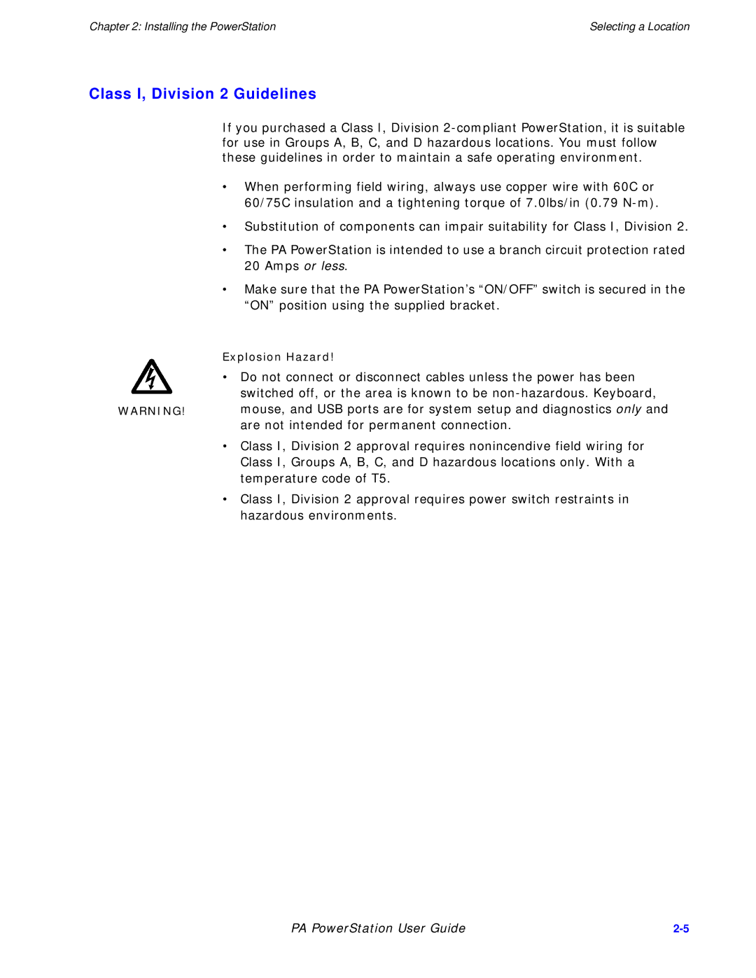 Parker Hannifin PA Series manual Class I, Division 2 Guidelines 