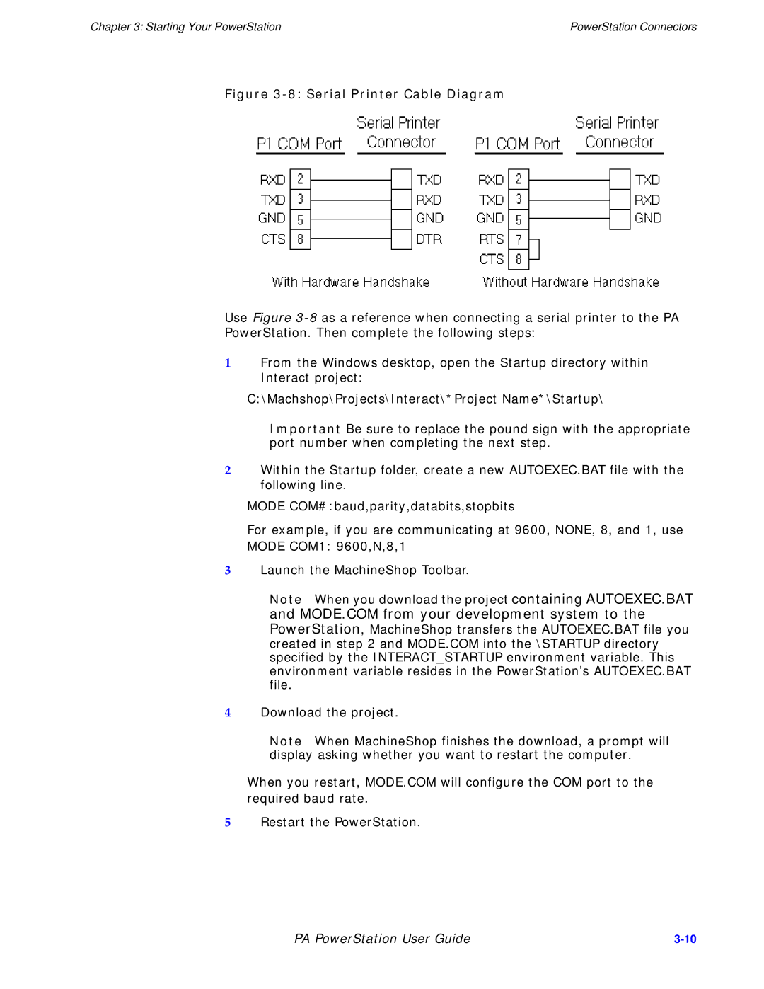 Parker Hannifin PA Series manual Serial Printer Cable Diagram 